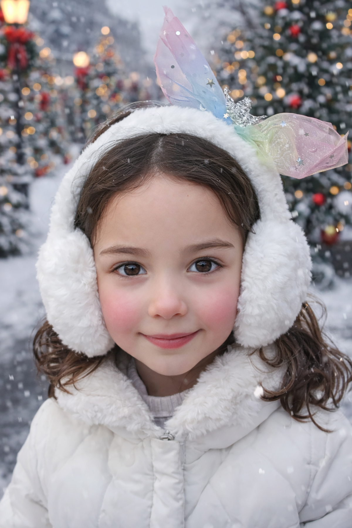 Beyaz Renk Kurdele Figürlü Peluş Kulaklık