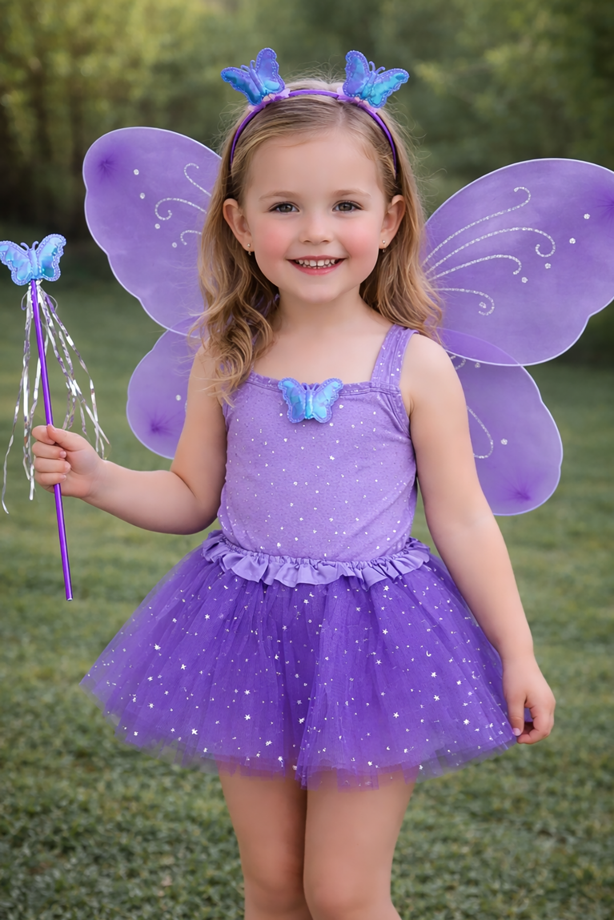 Mor Renk Kanat /Asa /Taç /Etek Set