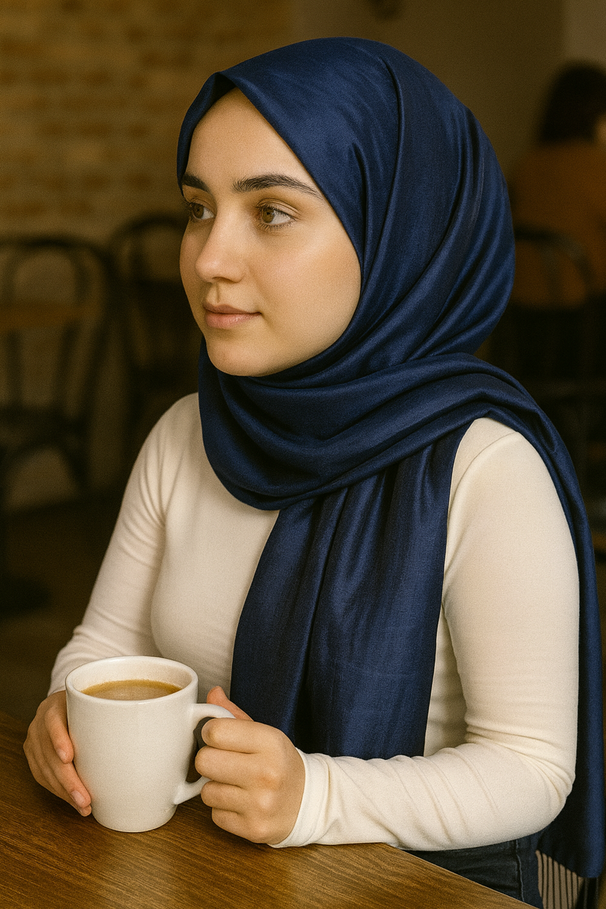 Lacivert Renk Tafta Şal