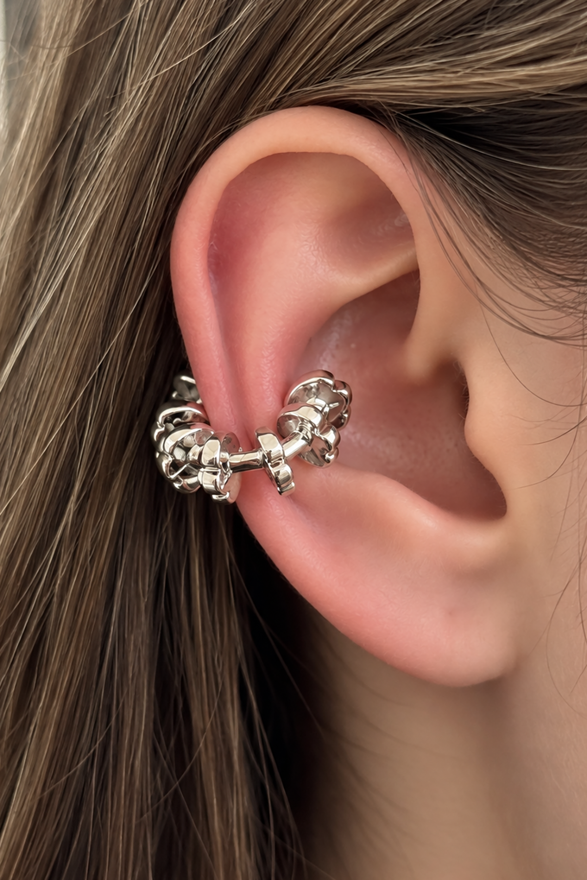 Gümüş Renk TX Ear Cuff (Tek)