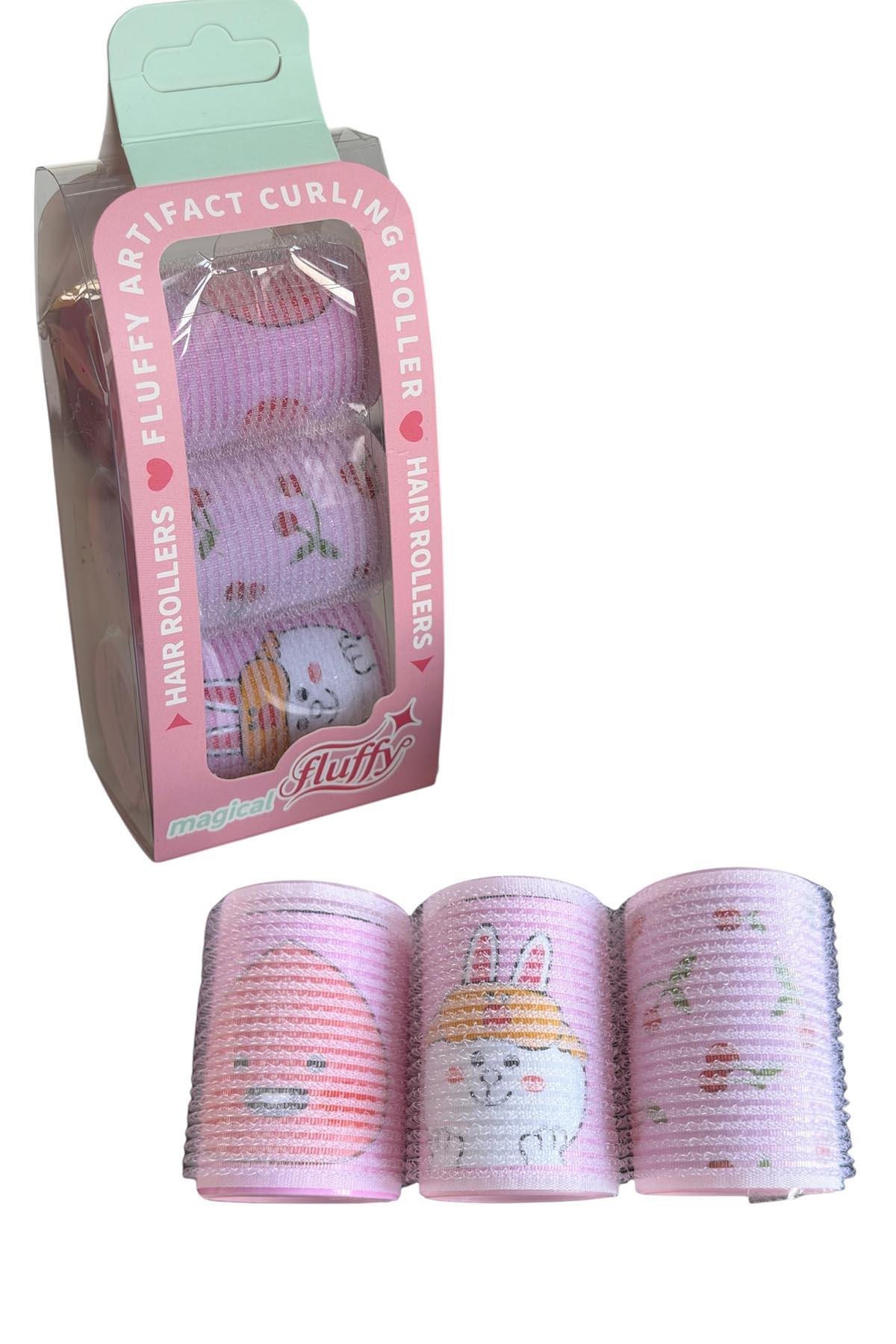 Pembe Renk 3'lü Bigudi Set