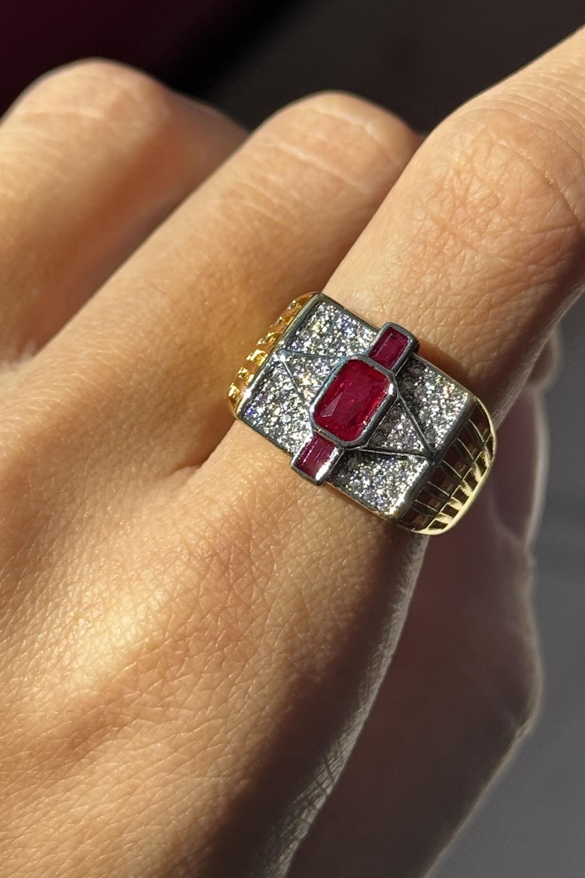 Altın Renk Taş Detaylı Ayarlanabilir YSX Yüzük