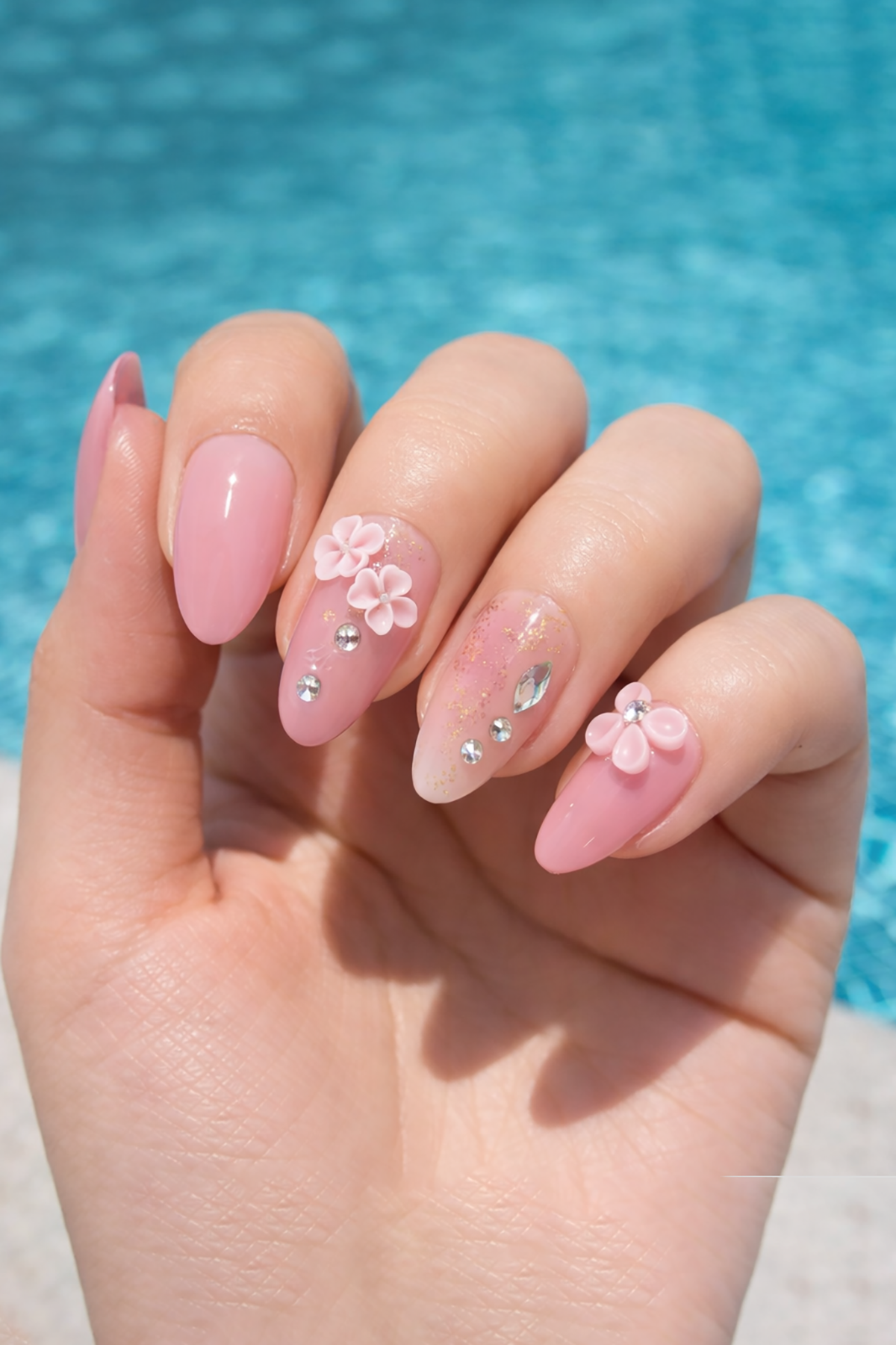 12'li Pembe Renk Jel Görünümlü Takma Tırnak (Yapıştırıcılı)