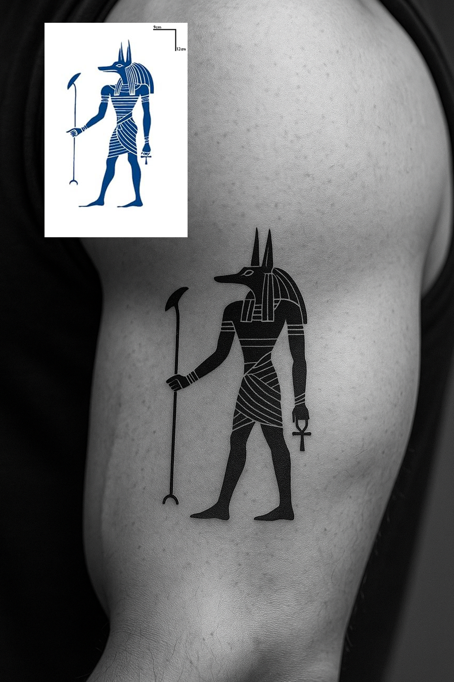 Mısır Anubis Figürlü 12 Saat Sonra Kararan Geçici Mini Dövme Tattoo