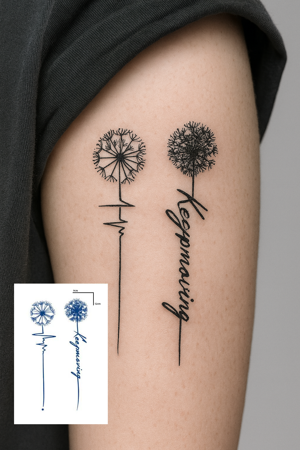 Hindiba Çiçeği Figürlü 12 Saat Sonra Kararan Geçici Mini Dövme Tattoo