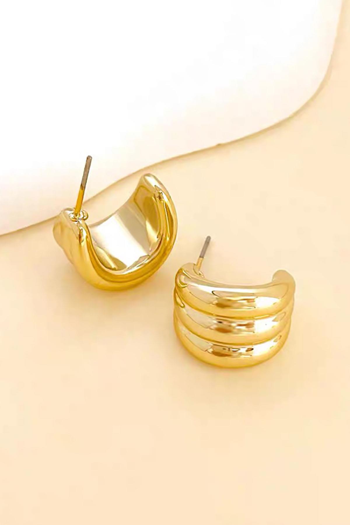 Altın Renk Çelik Küpe (Çift)