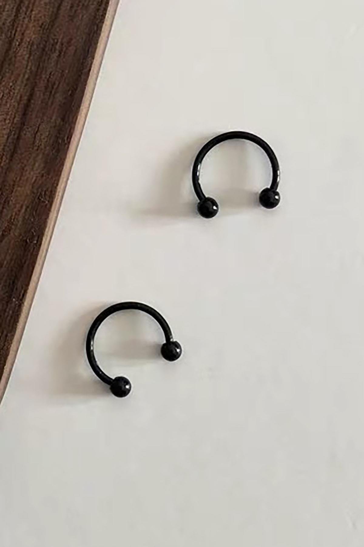 Siyah Renk Unisex Halka Küpe (Çift)