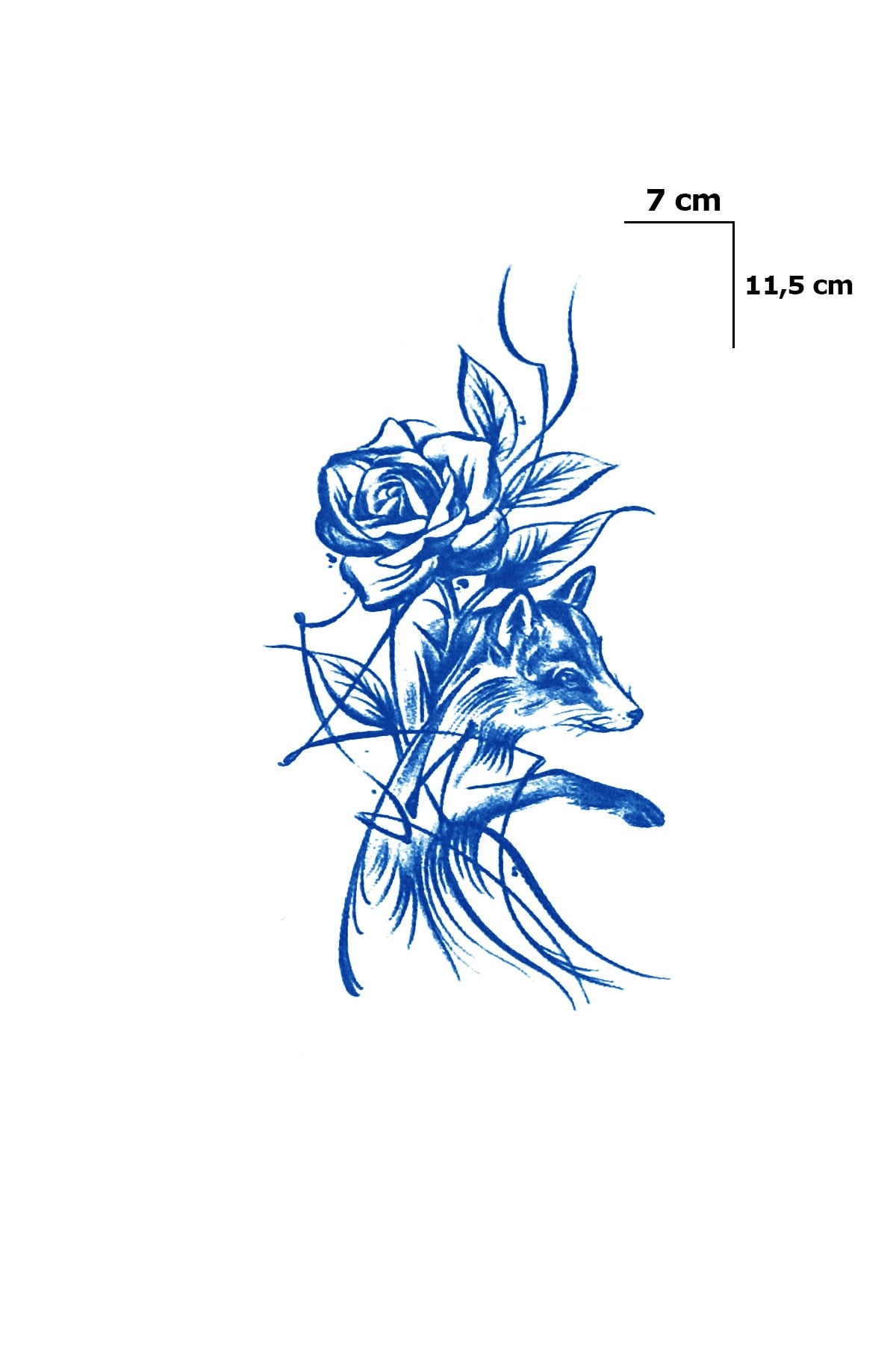 Çiçek ve Tilki Sonradan Kararan Yarı Kalıcı Geçici Dövme Tattoo