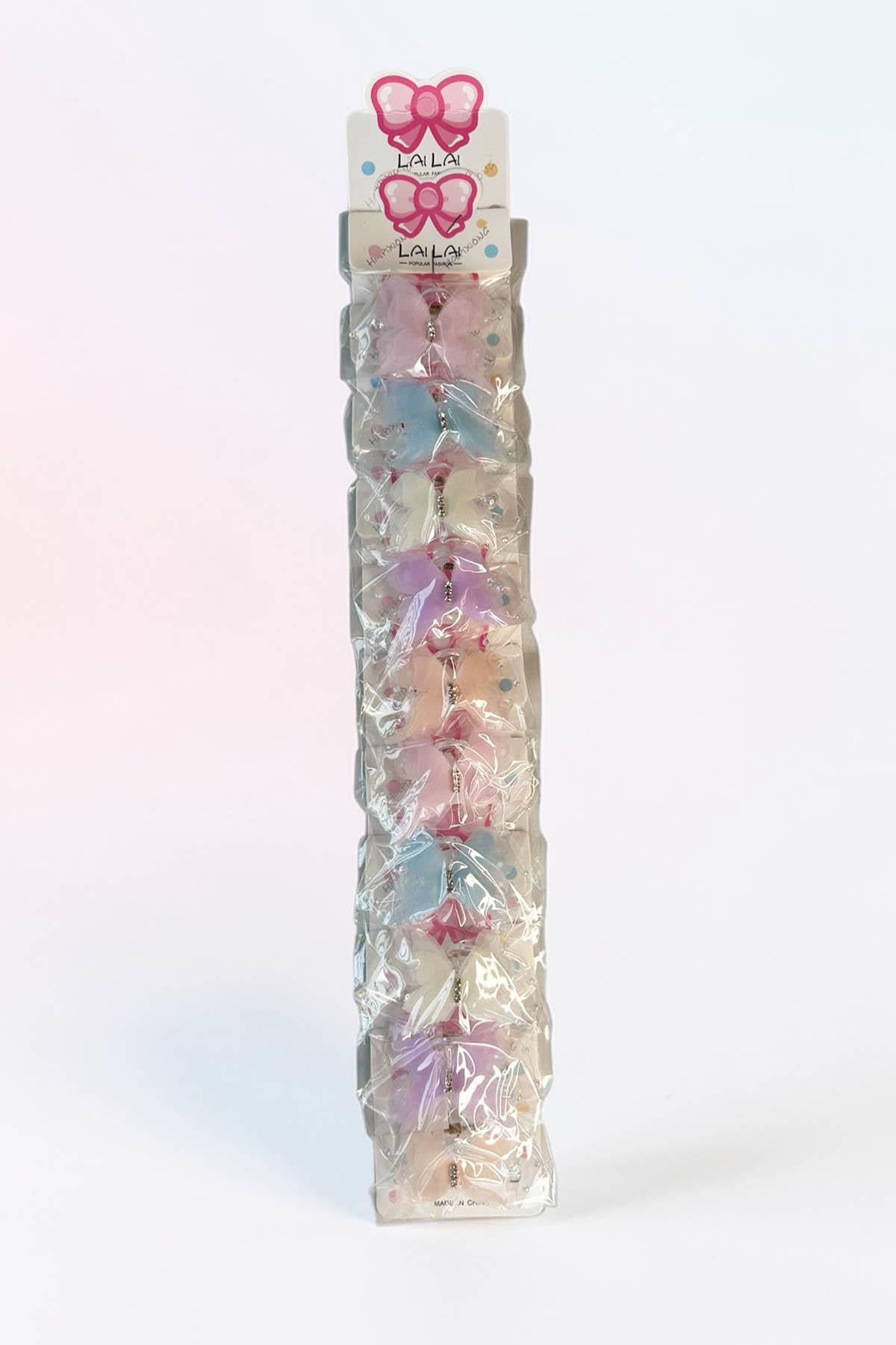 10'lu Karışık Renk Kelebek Figürlü Mini Mandal Toka Set