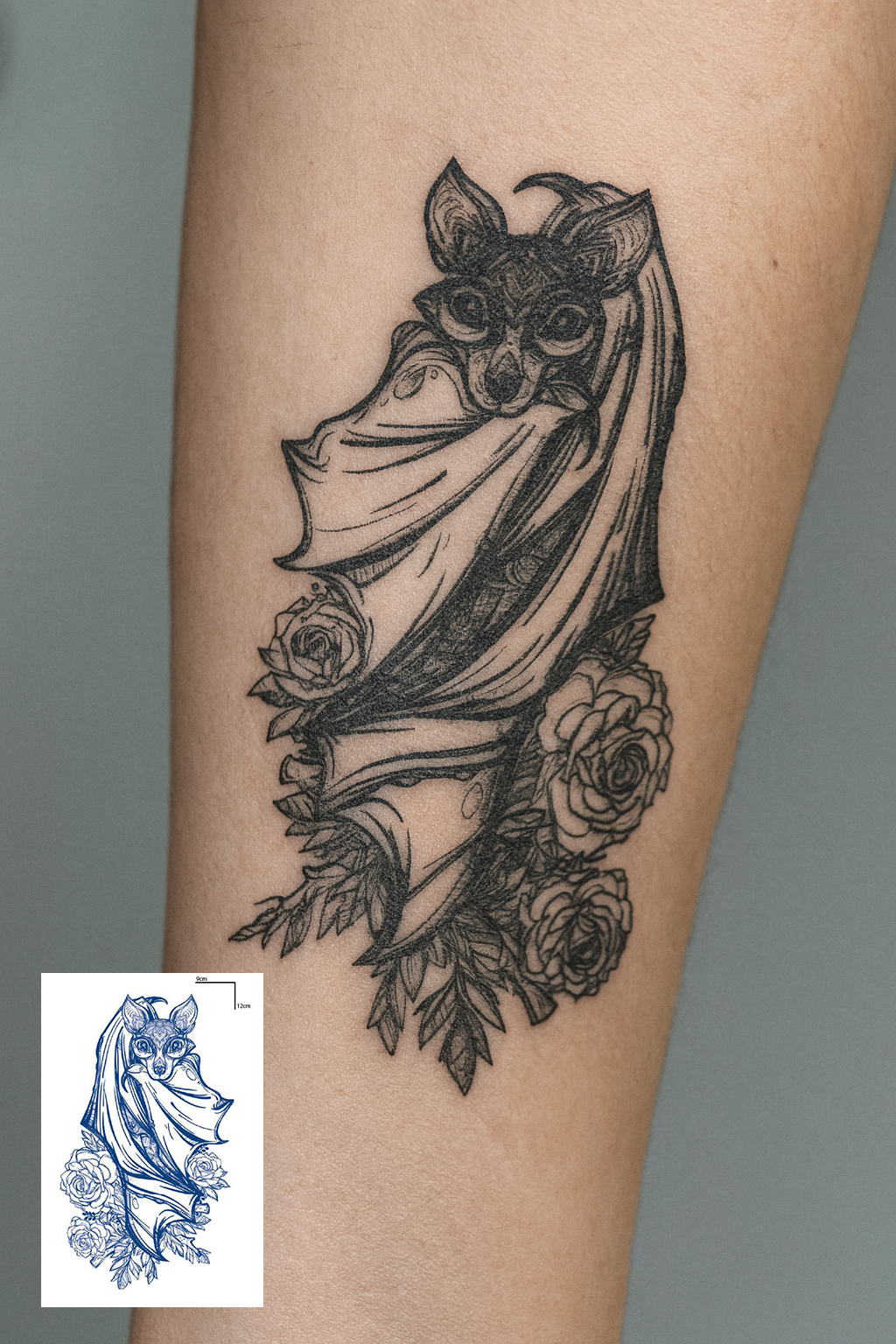 Yarasa Figürlü 12 Saat Sonra Kararan Geçici Mini Dövme Tattoo