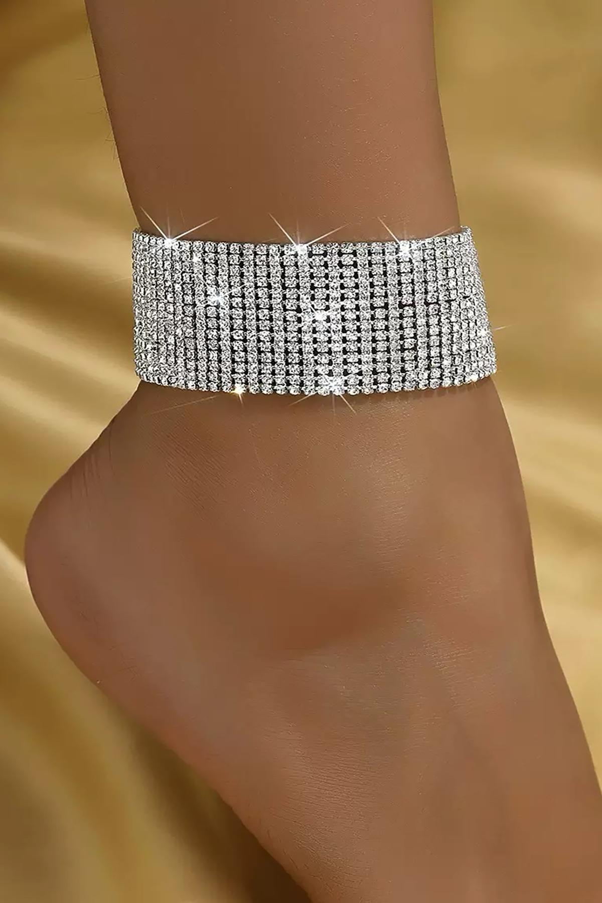 Gümüş Renk  Taş Detaylı Tasarım Halhal