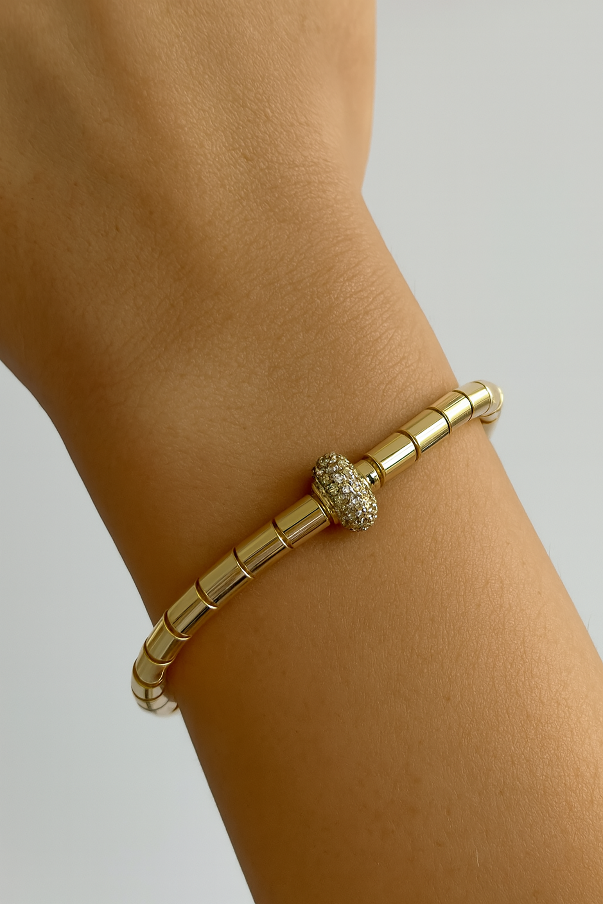 Altın Renk Taş Detaylı 14K Altın Kaplama Bileklik
