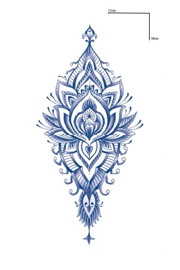 Çiçek Figürlü Figürlü 12 Saat Sonra Kararan Geçici Orta Dövme Tattoo