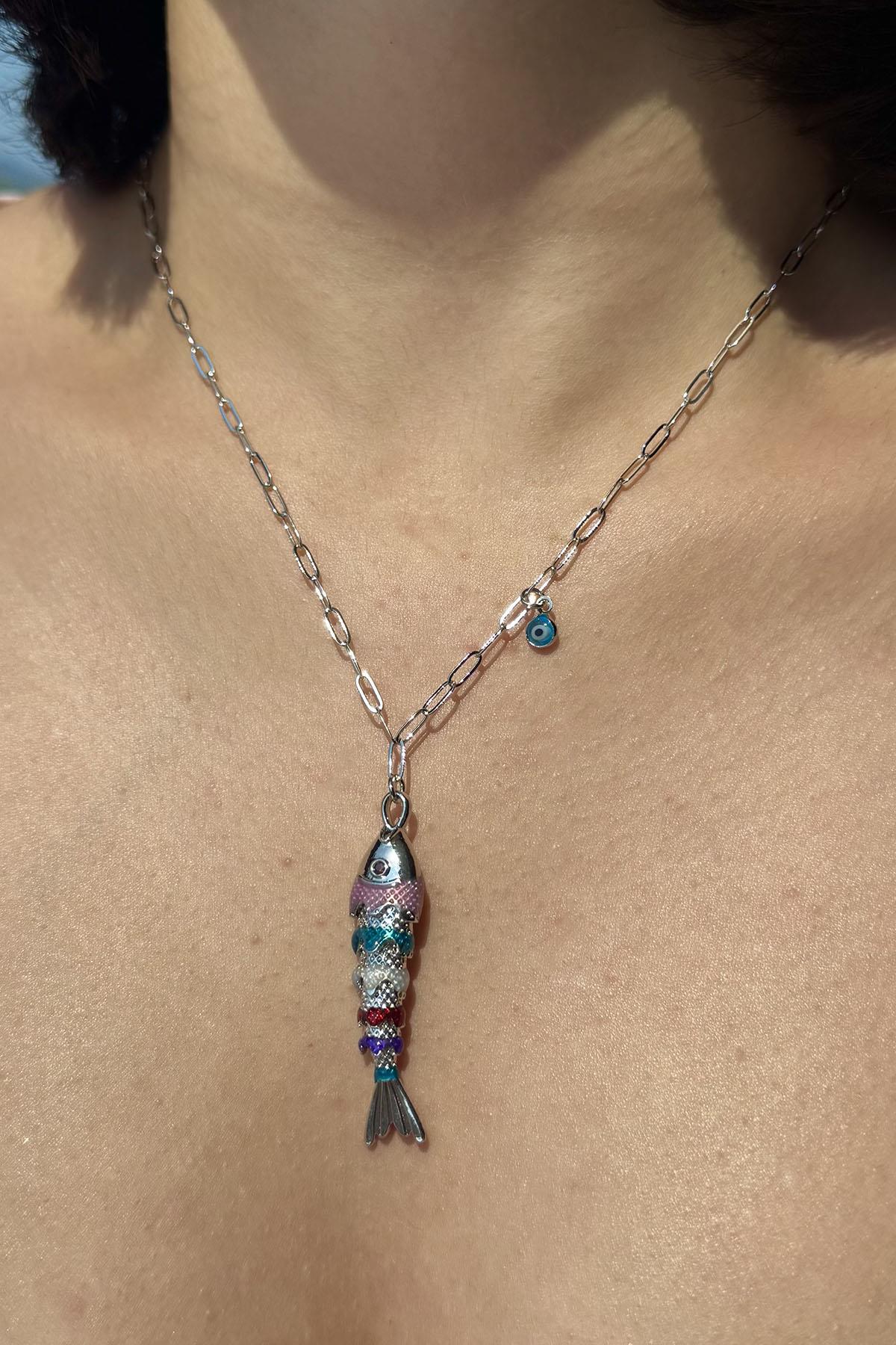 Karışık Renk Balık Figürlü YSX Kolye