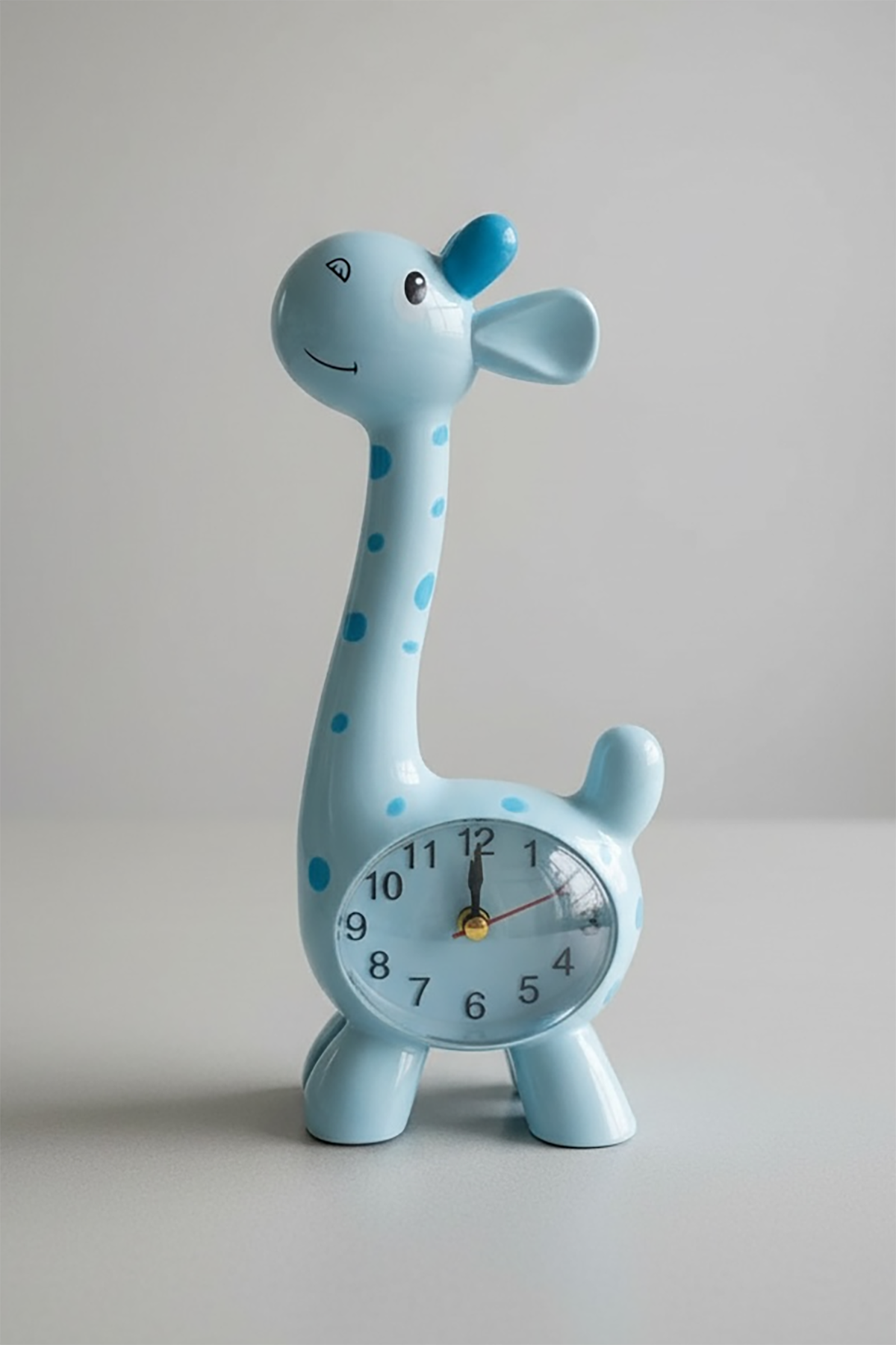 Mavi Renk Zürafa Figürlü Dekoratif Alarmlı Masa Saati
