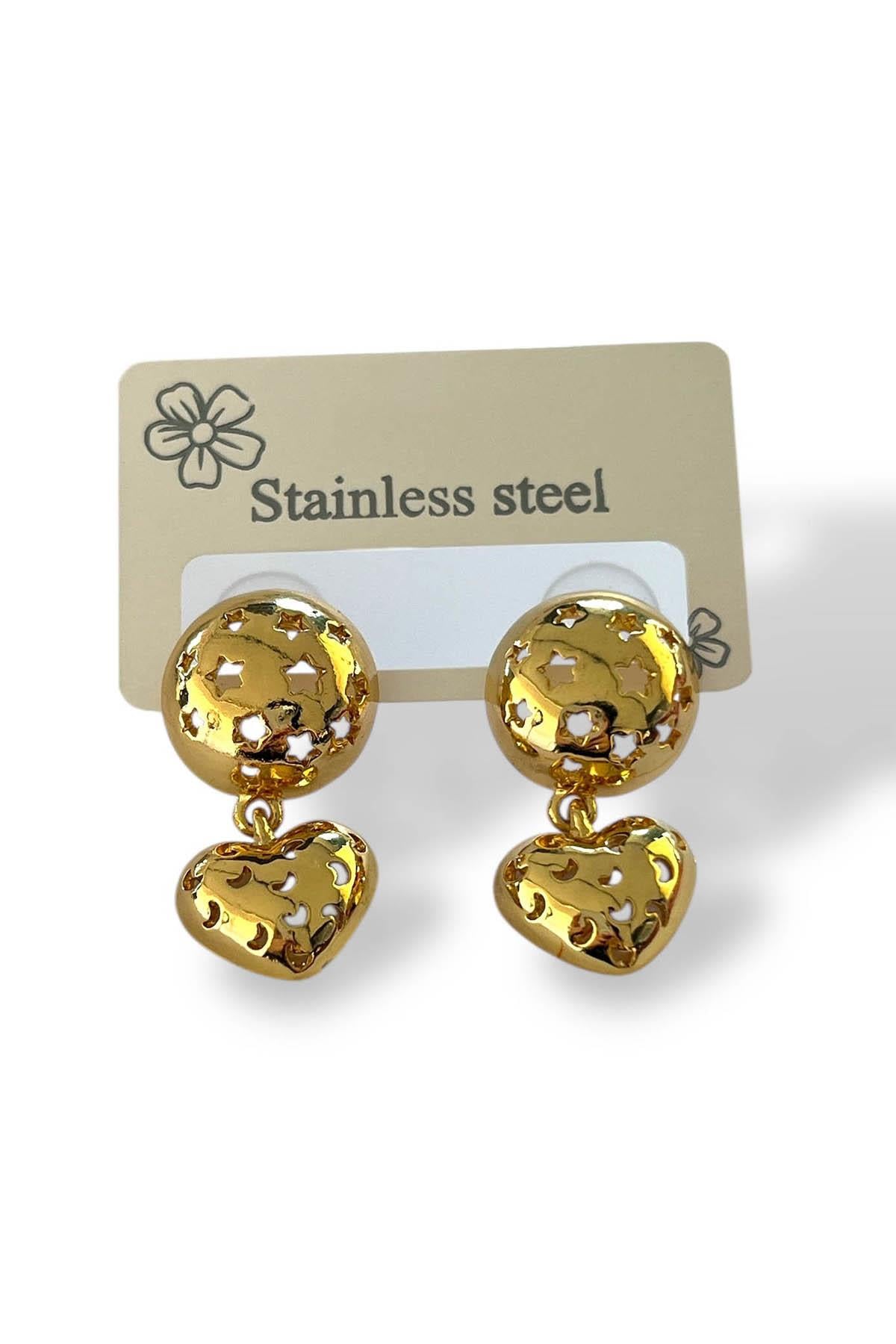 Altın Renk Çelik Küpe (Çift)