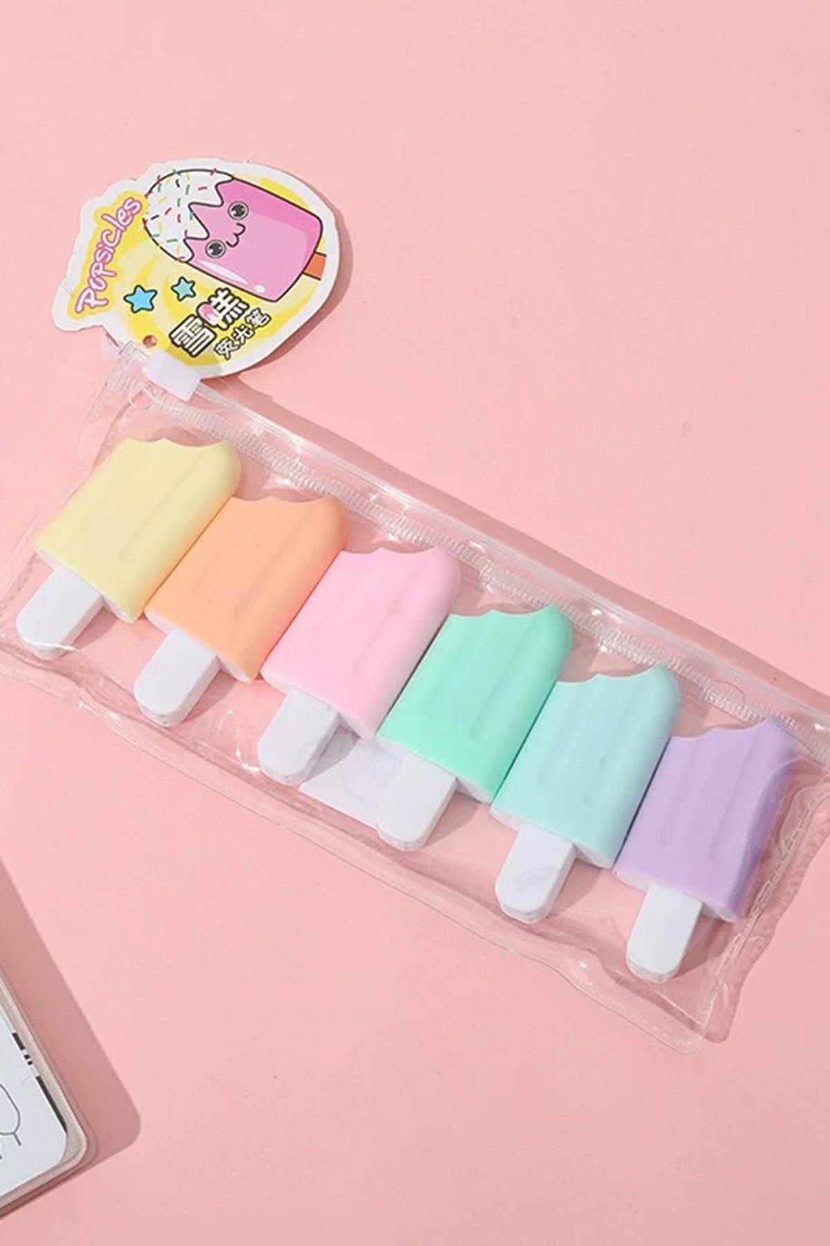 Dondurma Figürlü 6'lı Fosforlu Kalem Set