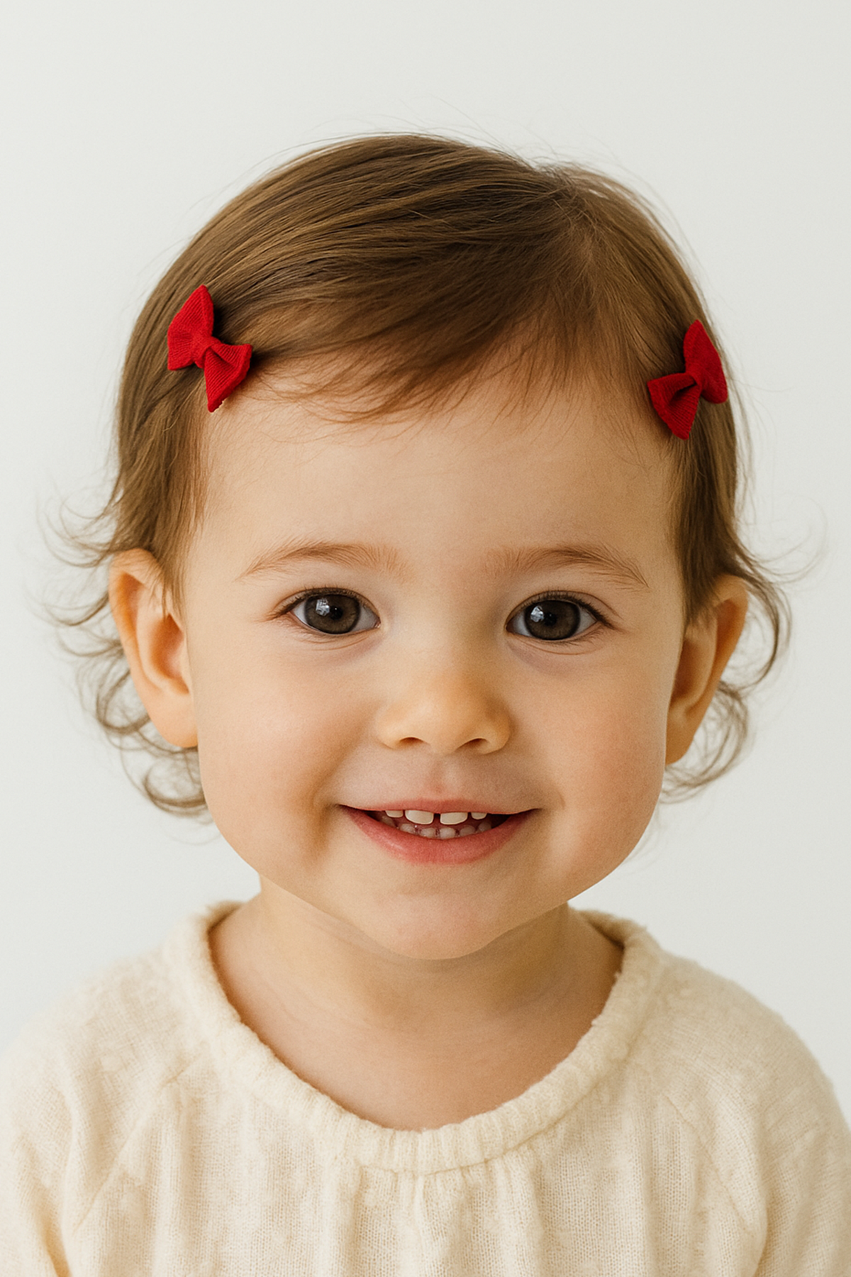 2'li Kırmızı Renk Kurdele Figürlü Saçsız Bebek Tokası