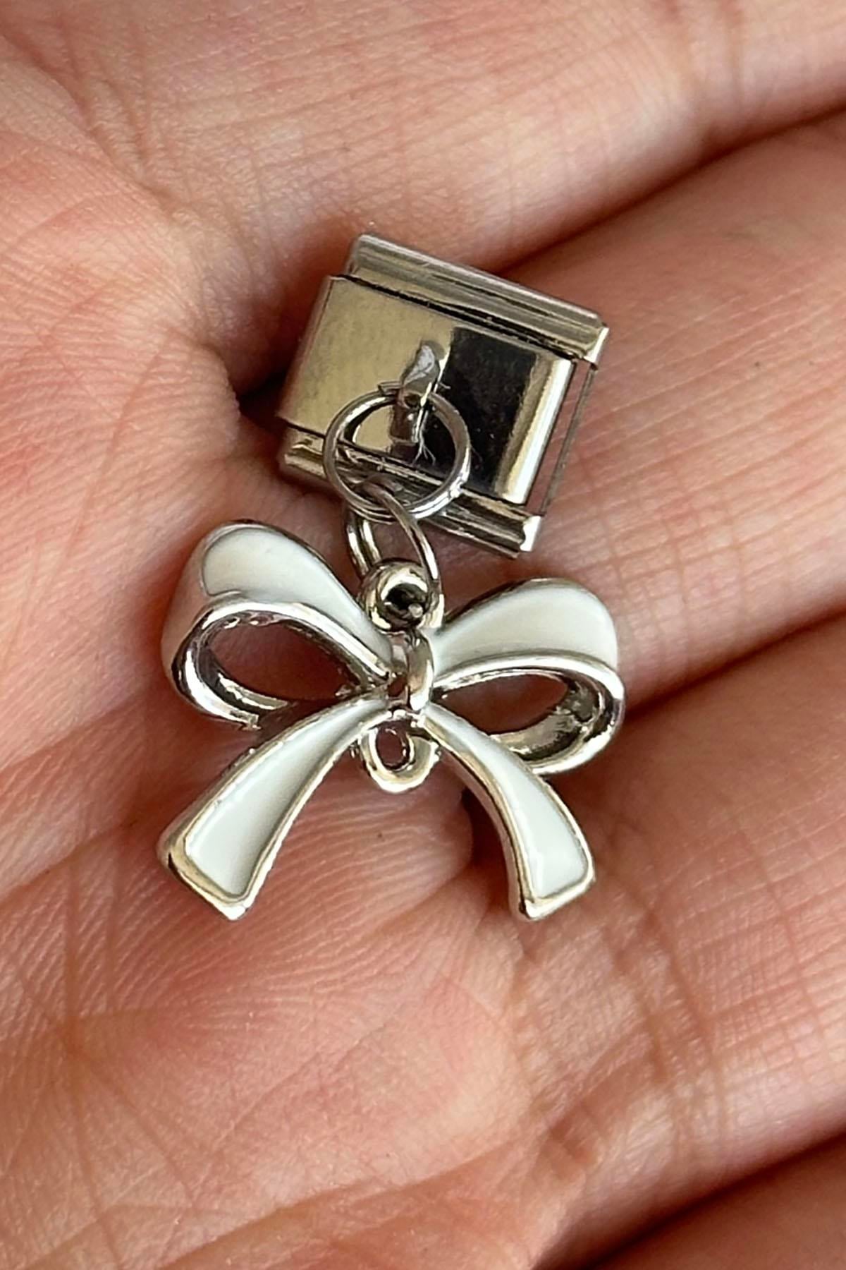 Gümüş Renk Fiyonk Figürlü Çelik Nomination Charm (Tek)