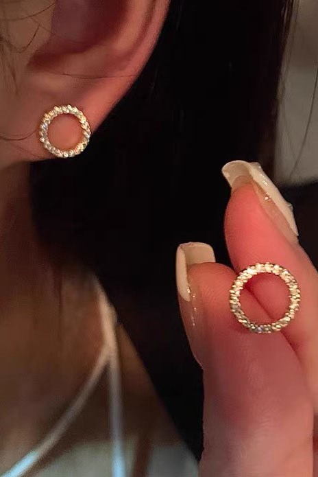 Altın Renk Yuvarlak Taşlı Xuping Küpe (Çift)