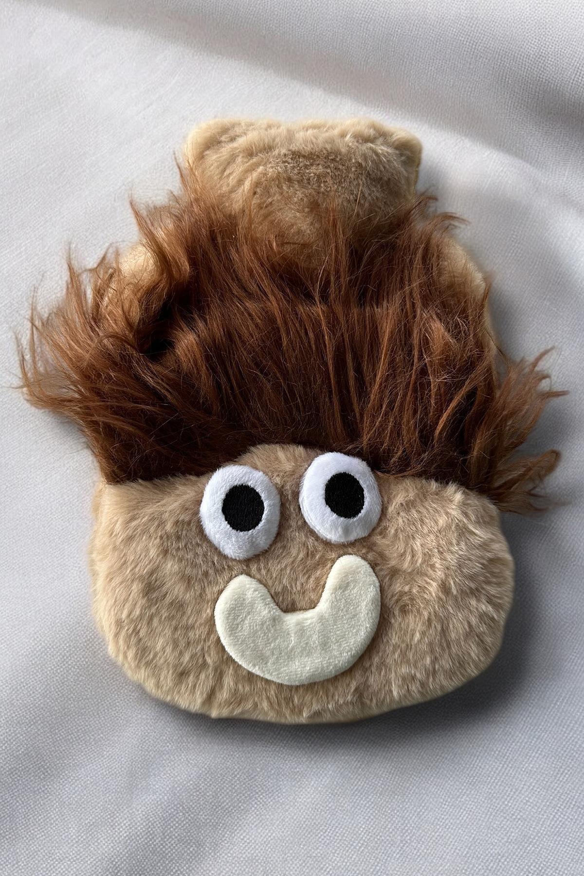 Kahverengi Canavar Figürlü Peluş Sıcak Su Torbası