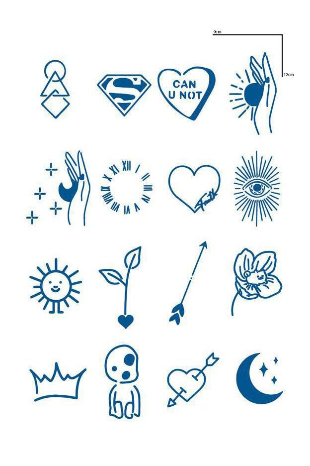 Karışık Figürlü 12 Saat Sonra Kararan Geçici Mini Dövme Tattoo