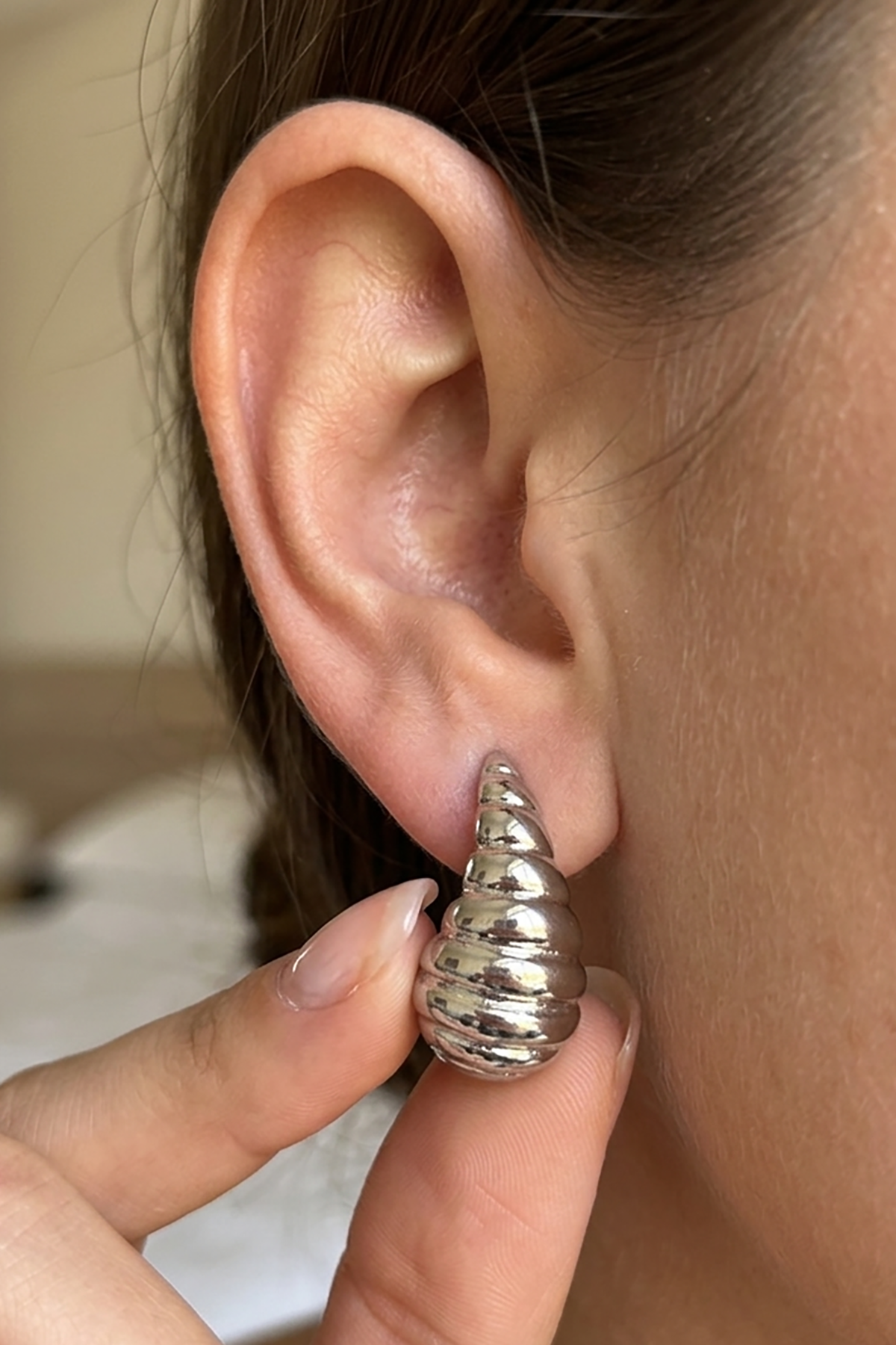 Gümüş Renk Çelik Küpe (Çift)