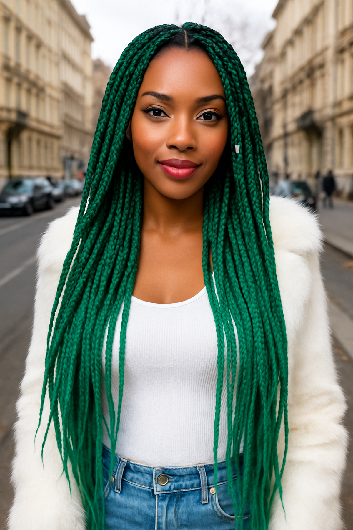 Siyah Turkuaz İki Renk Ombreli Afrika Zenci Örgüsü Box Braid Sentetik Saç 60cm 100gr