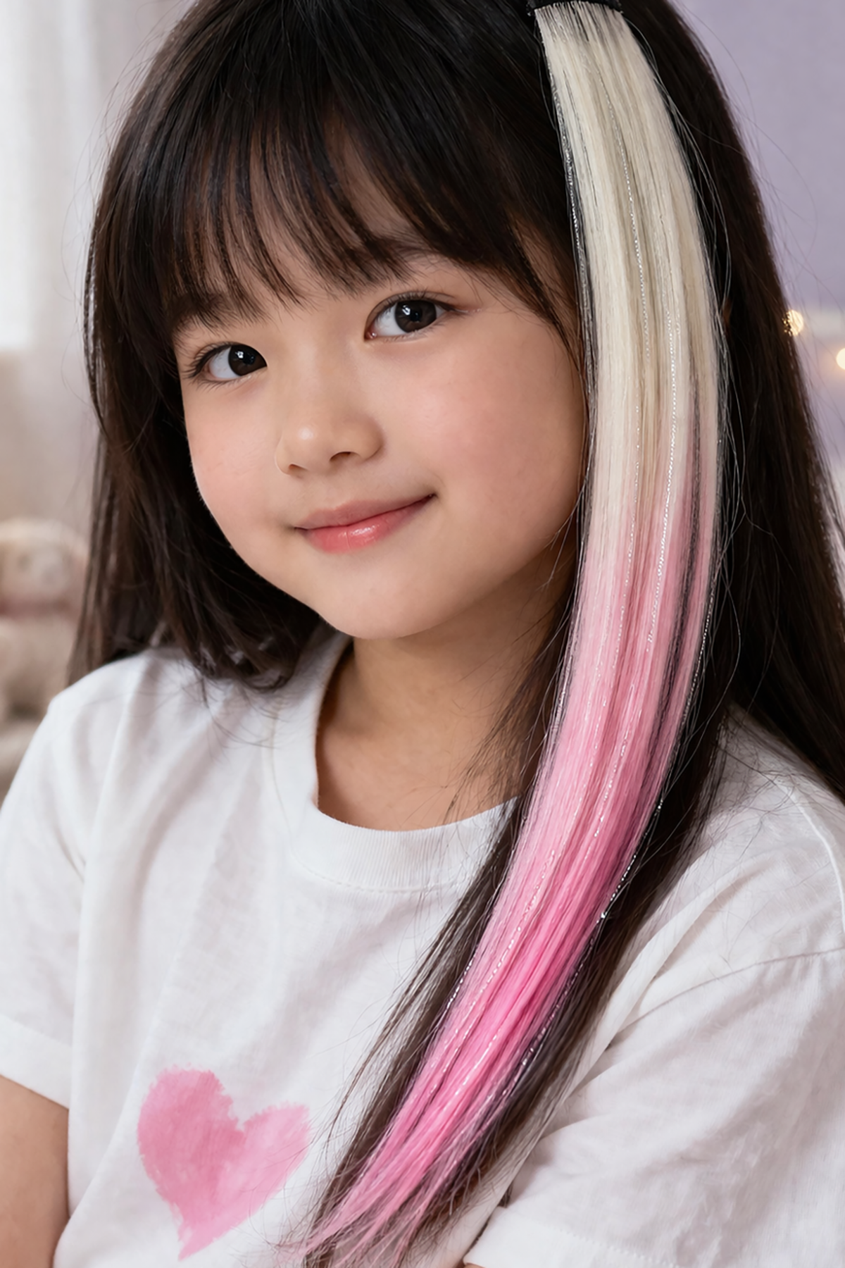 Sarı Ve Pembe Renk Simli Yan Postiş (50cm)