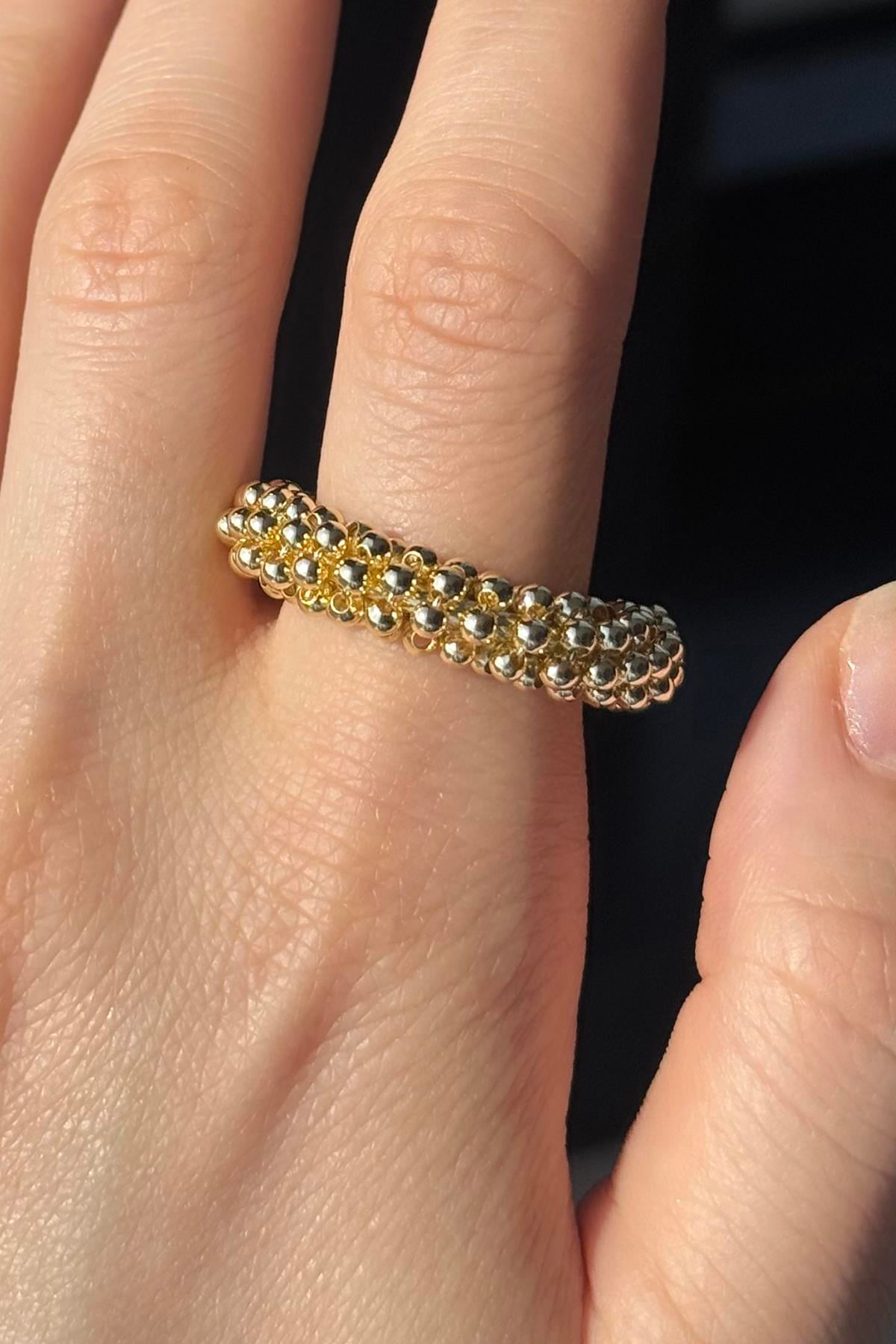 Altın Renk Top Detaylı Ayarlanabilir Yüzük