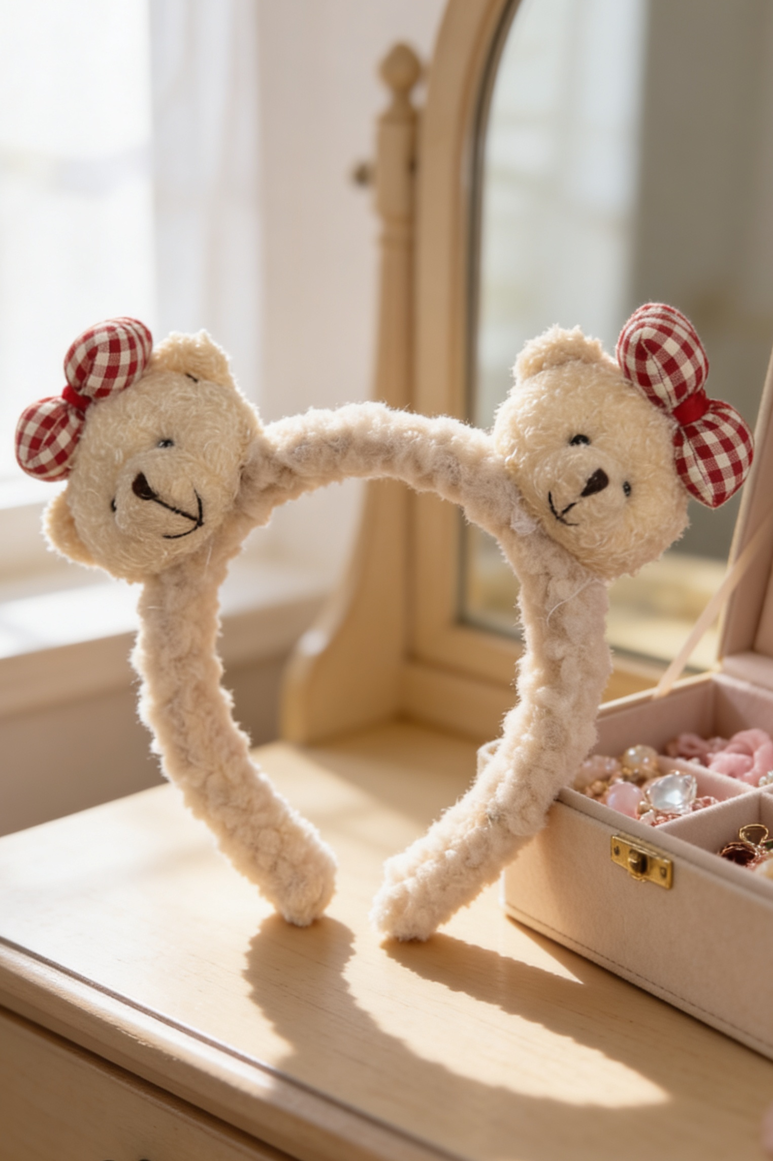 Krem Renk Ayıcık Figürlü Peluş Taç