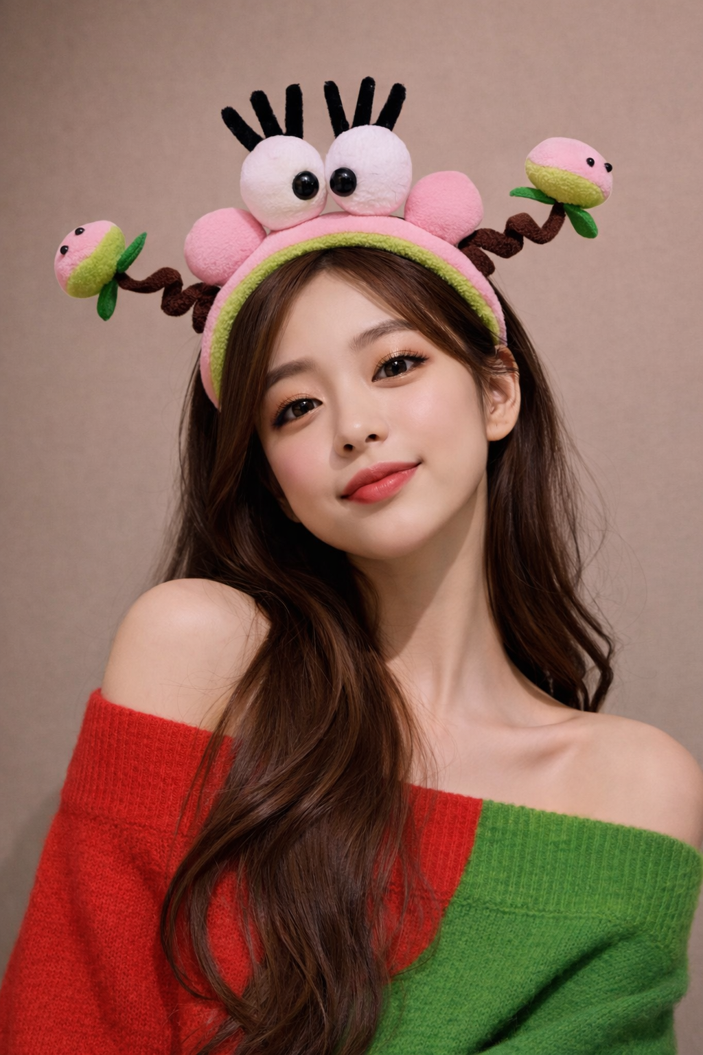 Yeşil Ve Pembe Renk Eğlenceli Peluş Taç