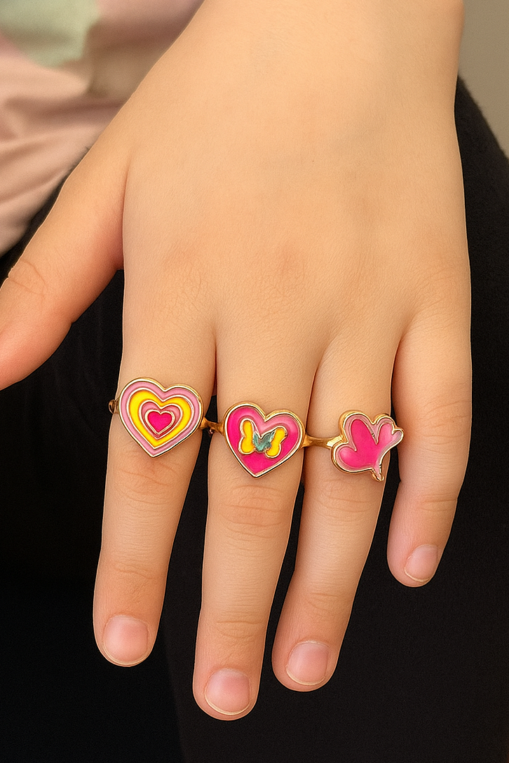 3'lü Karışık Renk Çocuk Yüzük Set