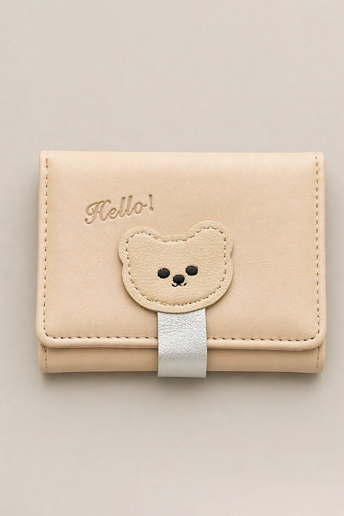 Krem Renk Ayıcık Figürlü Cüzdan/Kartlık
