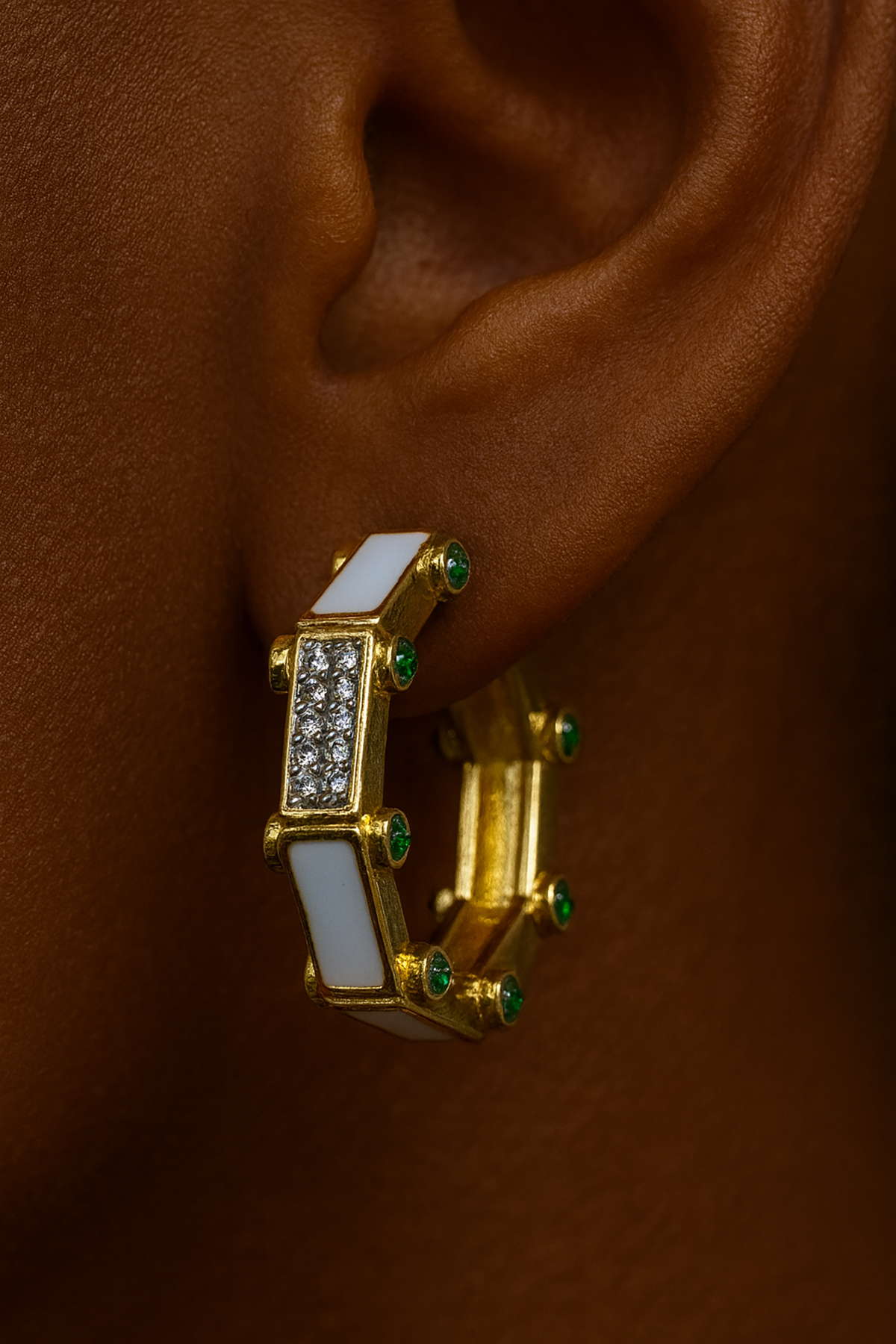 Altın Renk Taş Detaylı YSX Küpe (Çift)