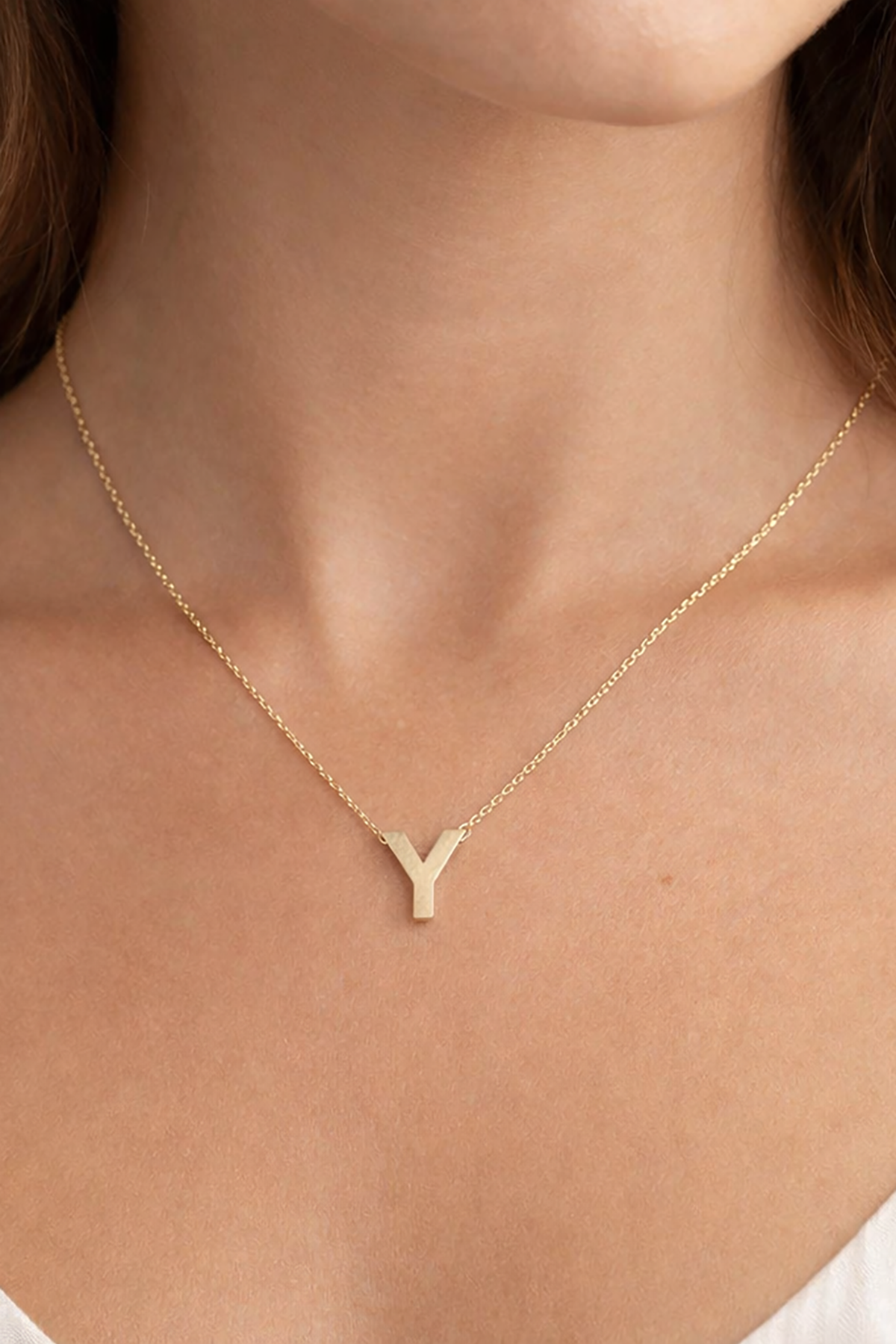 Altın Renk Y Harf Çelik Kolye