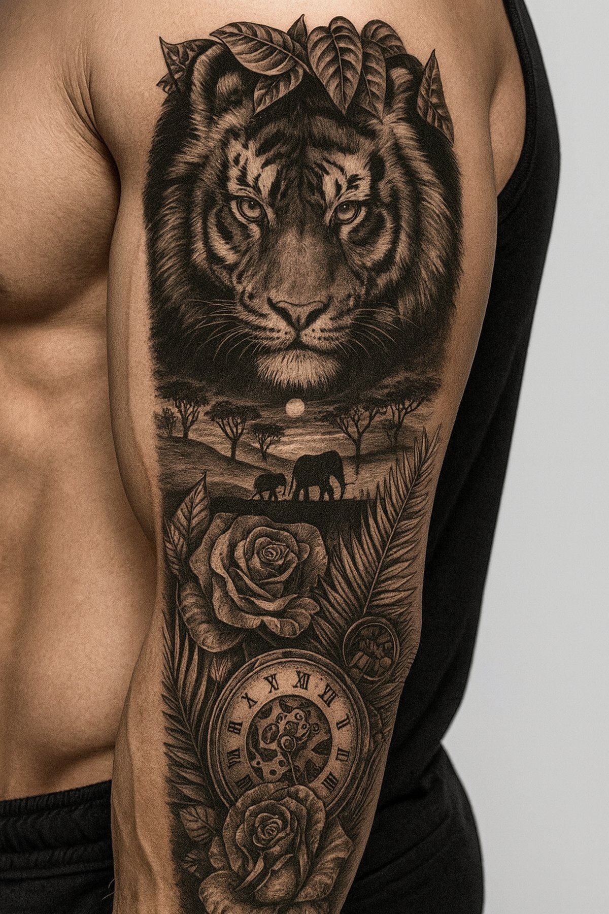 Aslan Figürlü 12 Saat Sonra Kararan Geçici Kol Dövme Tattoo