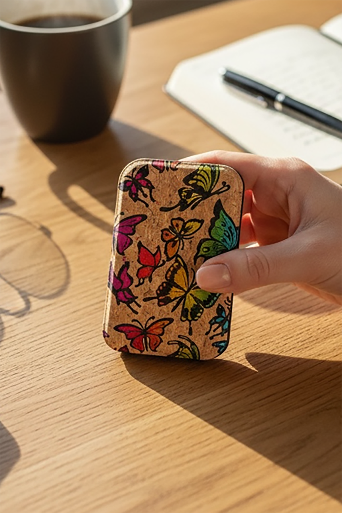 Karışık Renk Kelebek Figürlü Cep Aynası