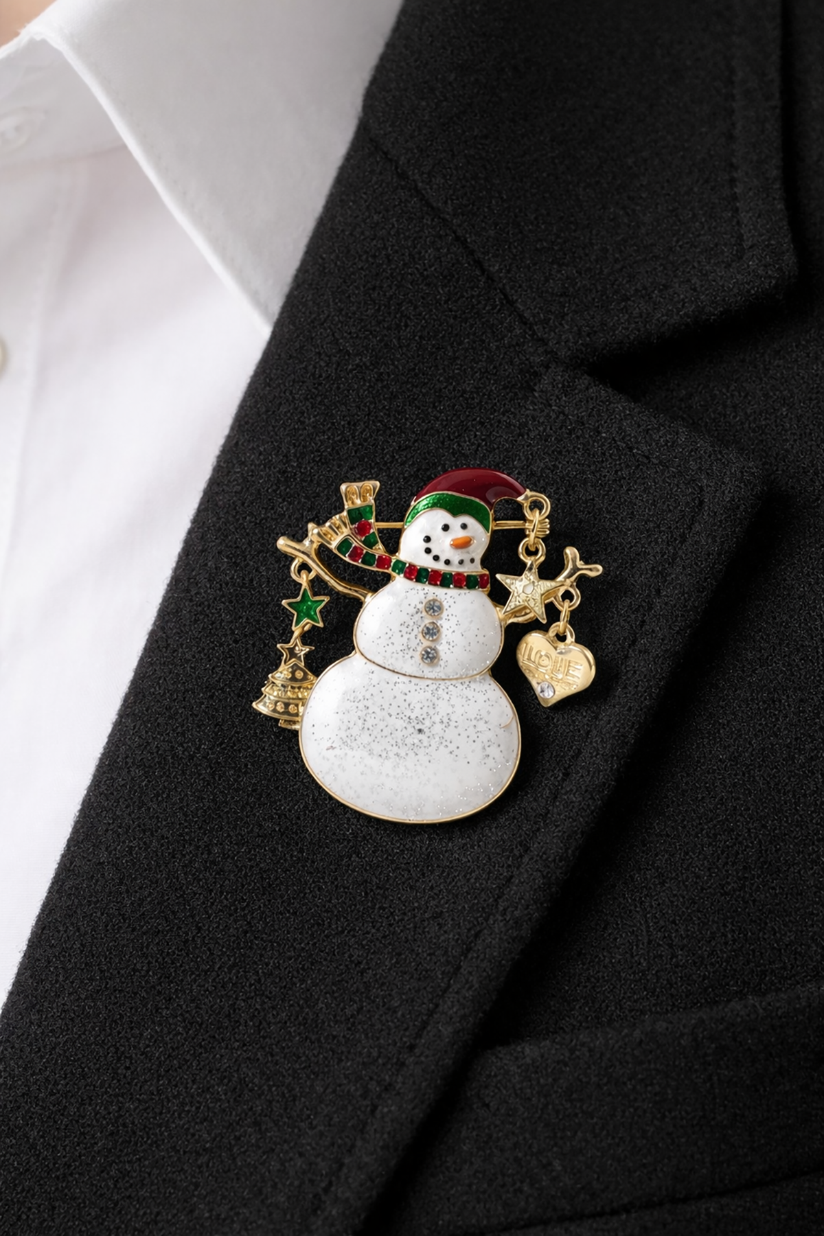 Karışık Renk Kardan Adam Figürlü Broş  