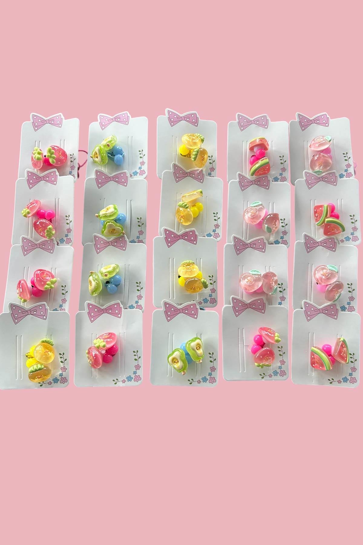 20'li Karışık Renk Meyve Figürlü Çocuk Toka Set