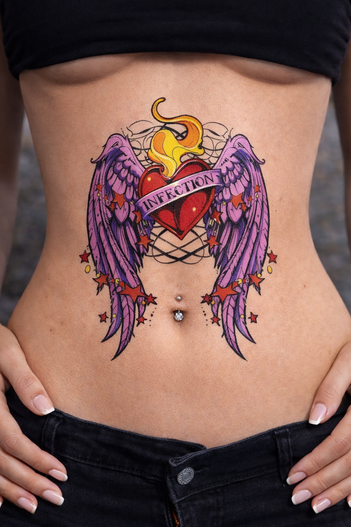 Geçici Kanatlı Kalp Dövme Tattoo