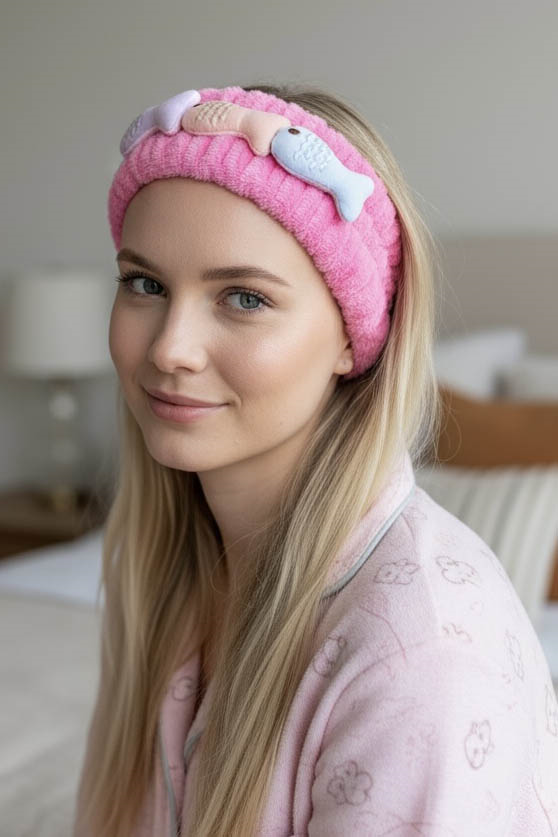 Fuşya Renk Balık Figürlü Peluş Saç Bandı