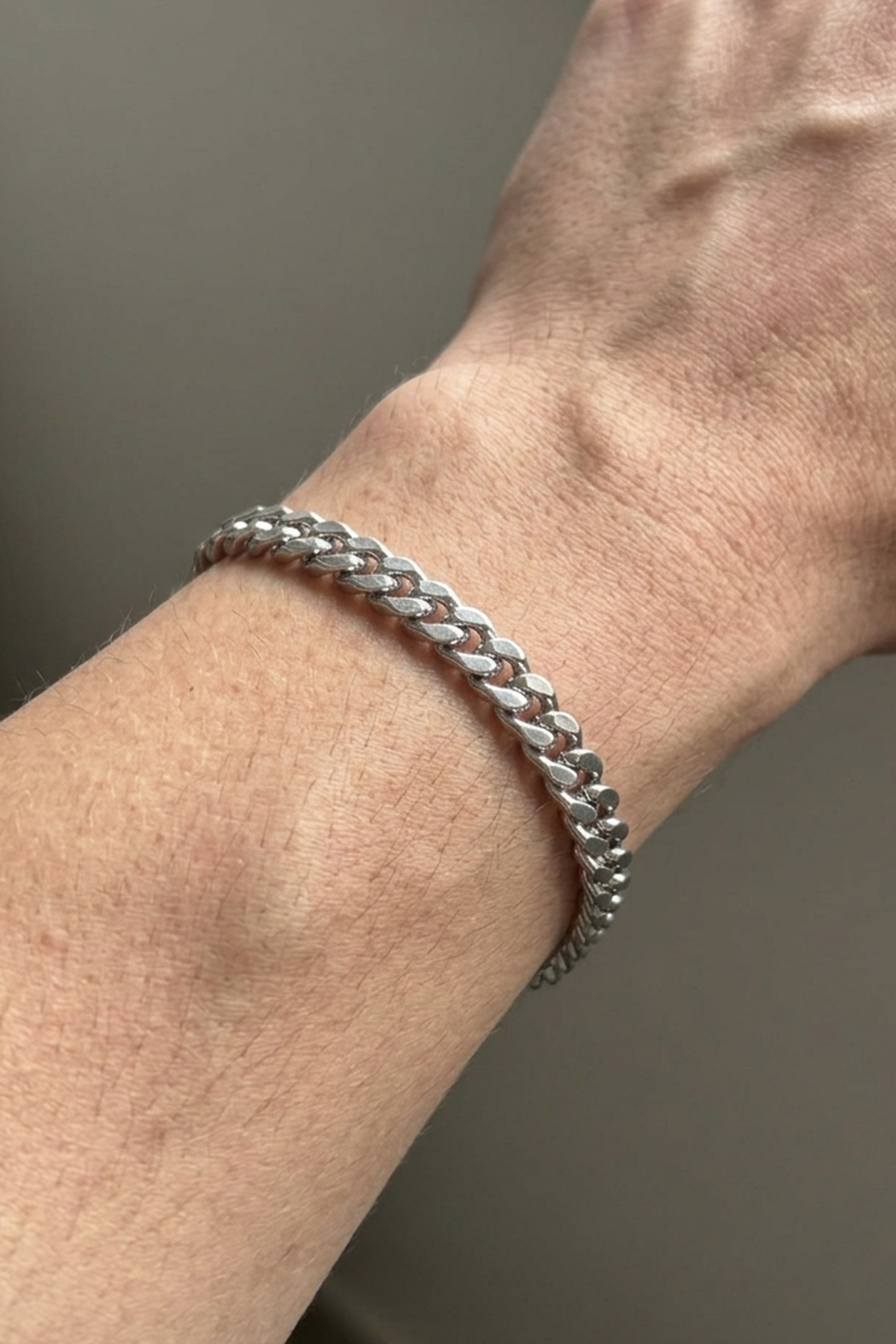 Gümüş Renk Zincir Çelik Bileklik (Unisex)