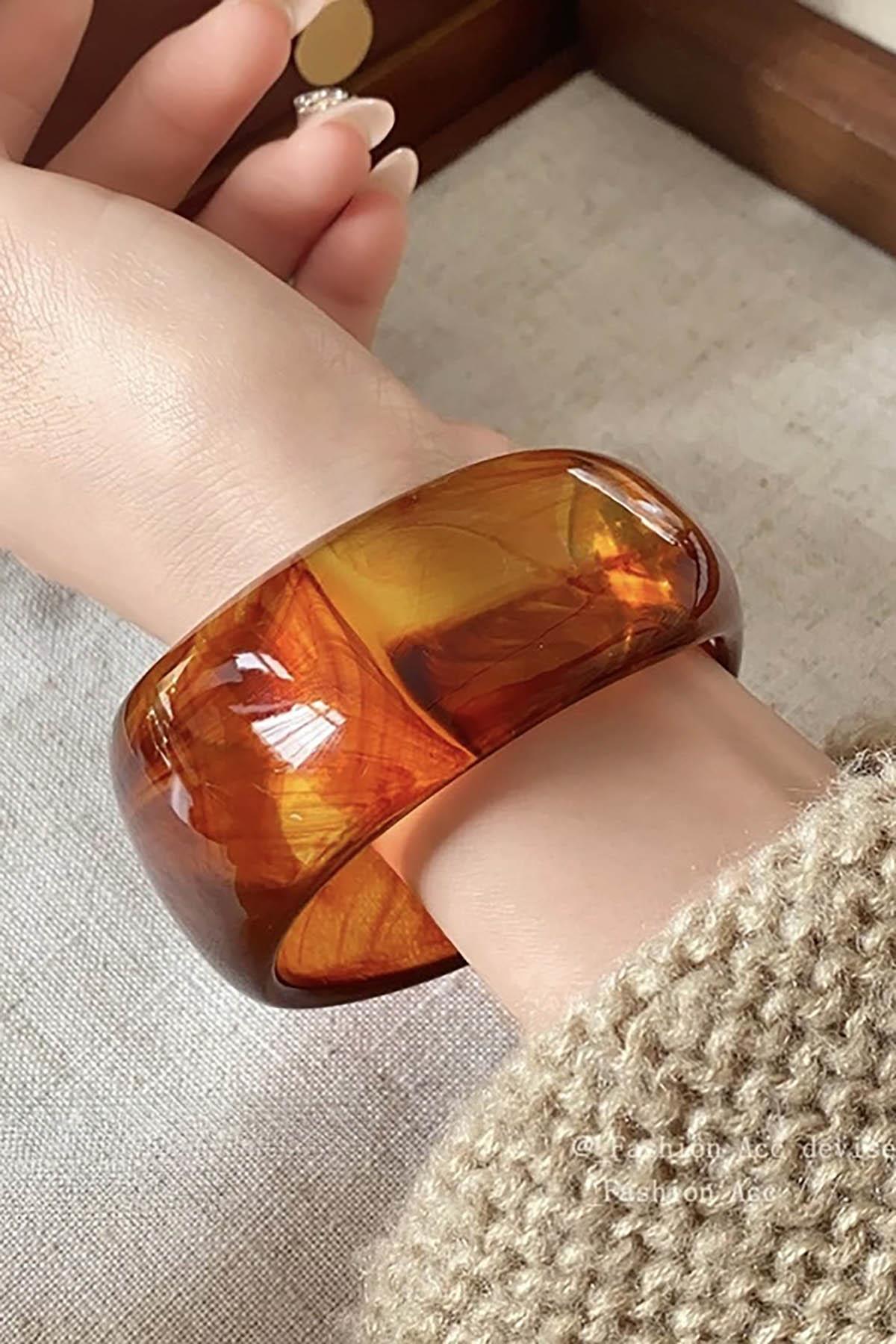 Kahverengi Kalın Kemik Mika Bileklik