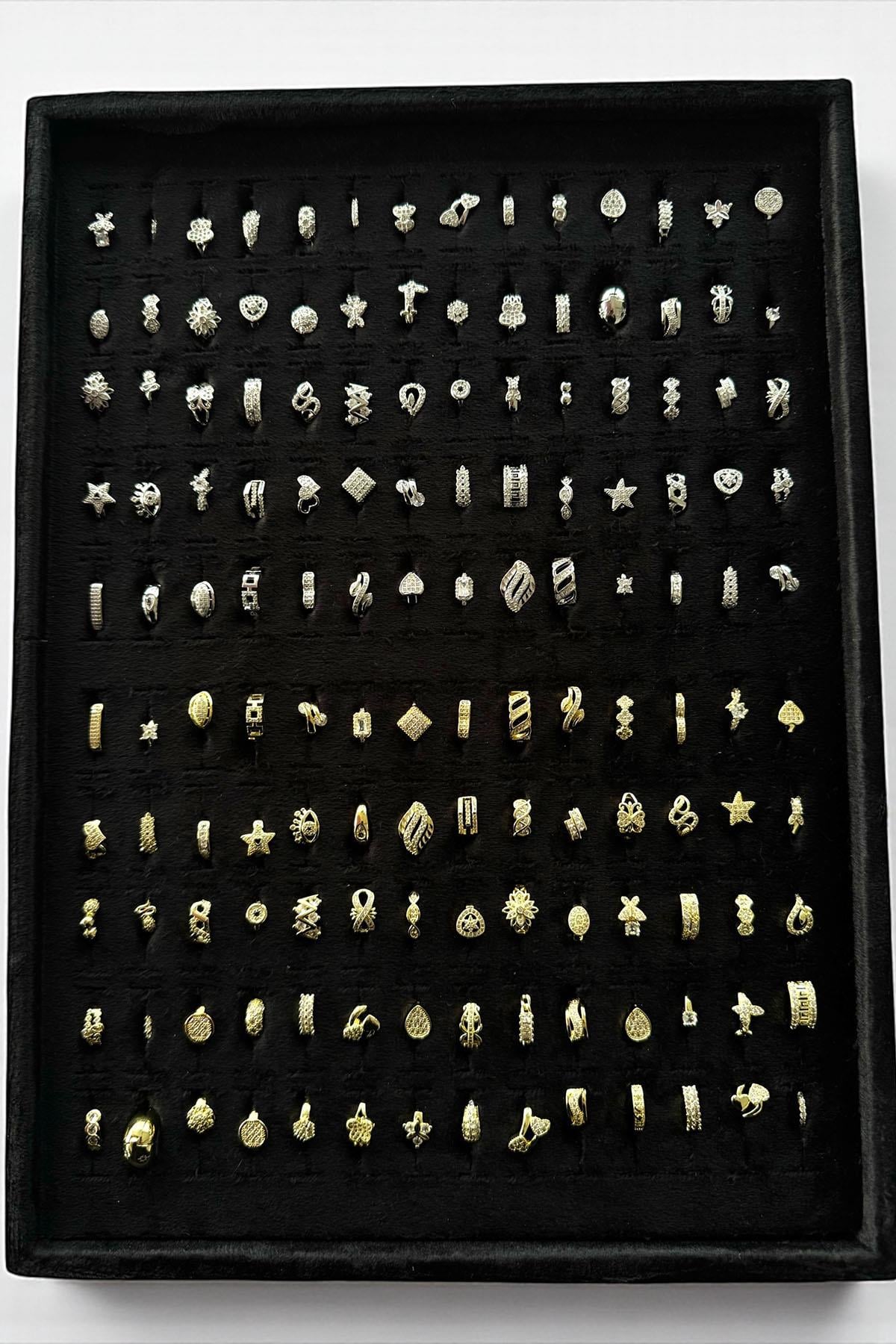 140'lı Karışık Renk Standlı Tragus Küpe Set