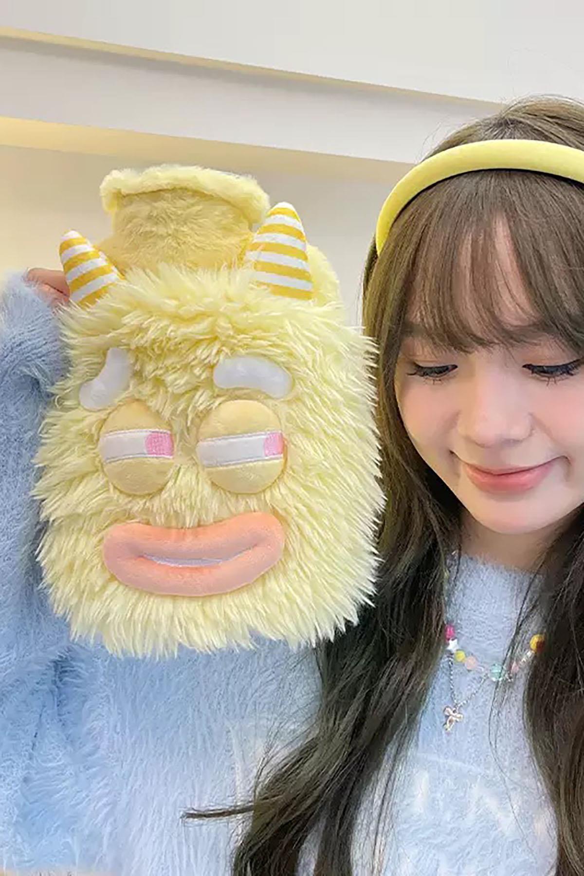 Sarı Renk Canavar Figürlü Peluş Sıcak Su Torbası