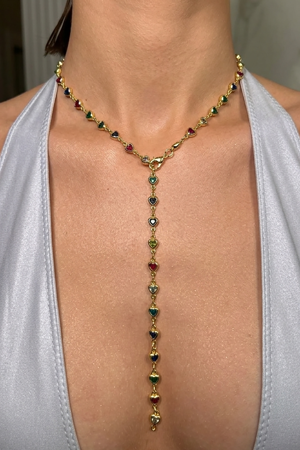 Altın Renk Kalp Figürlü Çelik Y Kolye