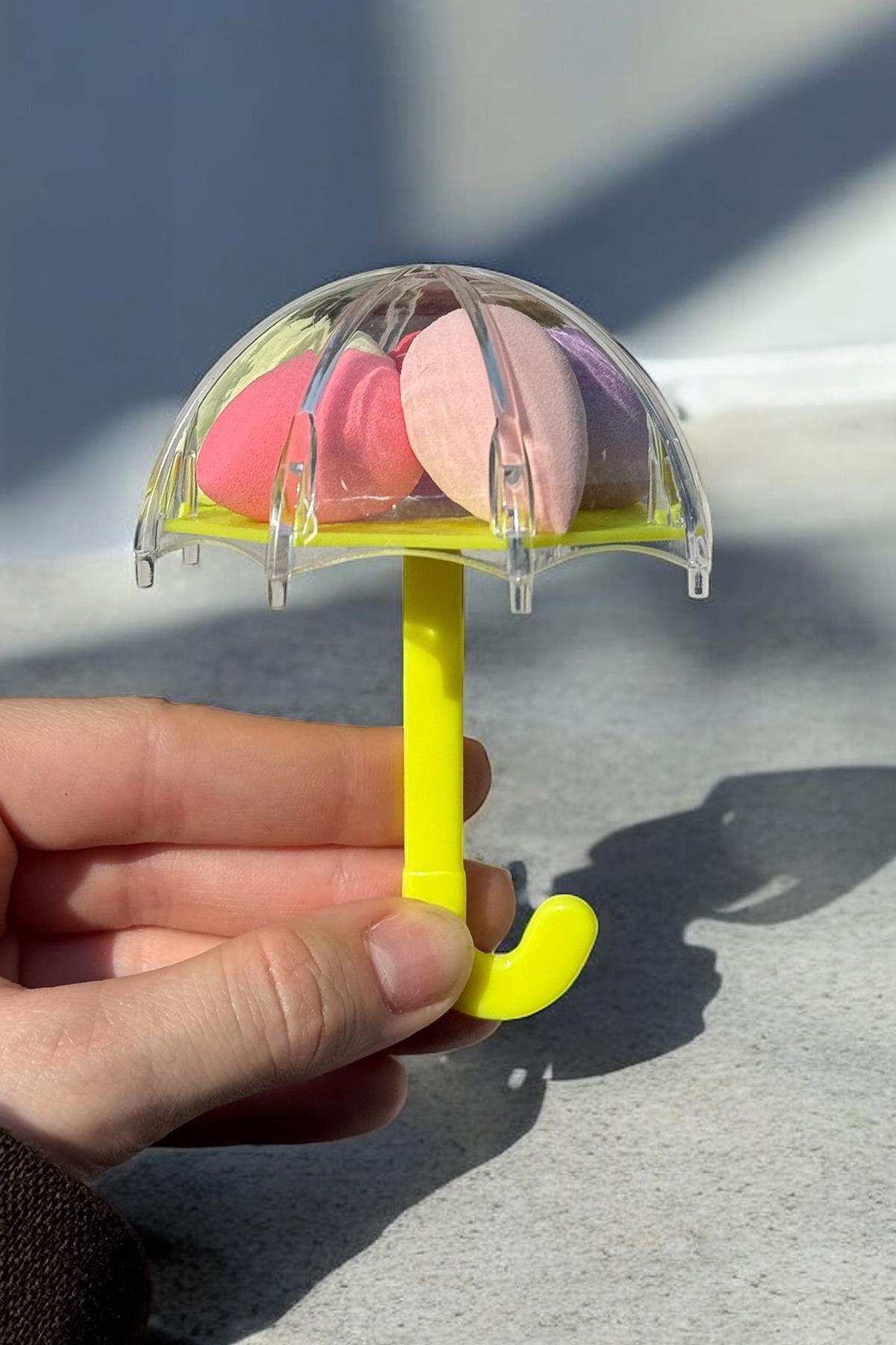 6'lı Karışık Renk Şemsiye Figürlü  Makyaj Süngeri Set