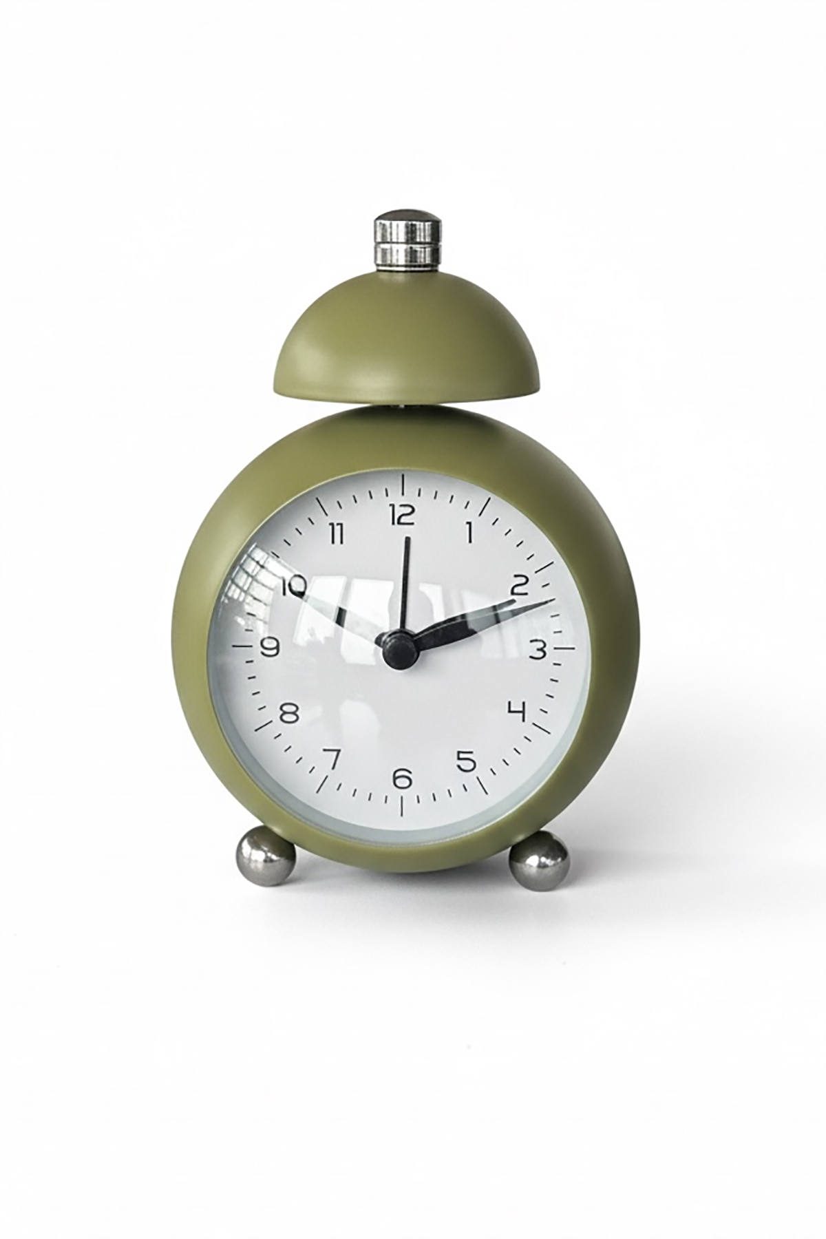 Haki Renk Mini Dekoratif Alarmlı Yuvarlak Masa Saati
