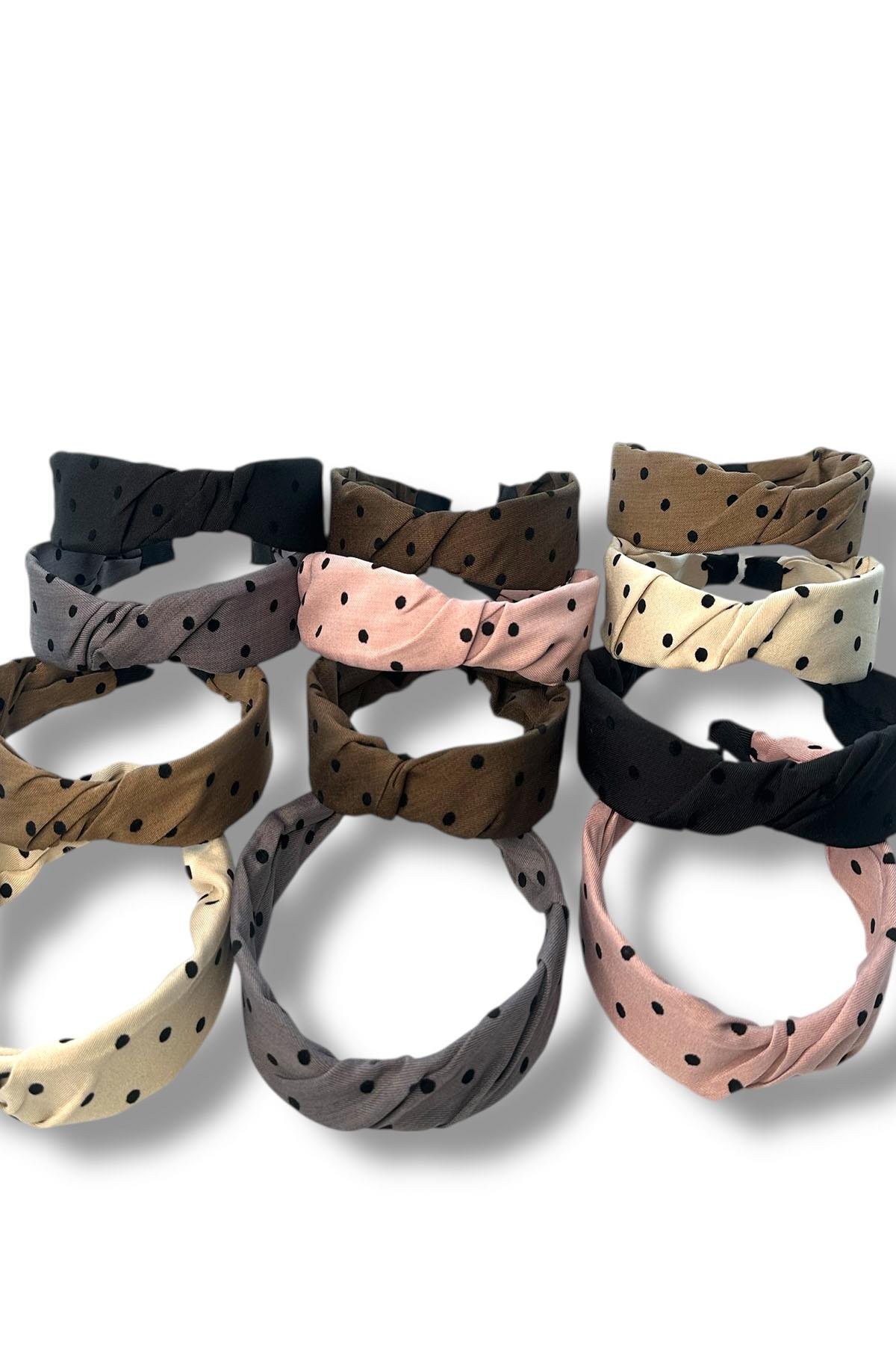 12´li Karışık Renk Puantiye Desenli Taç Set